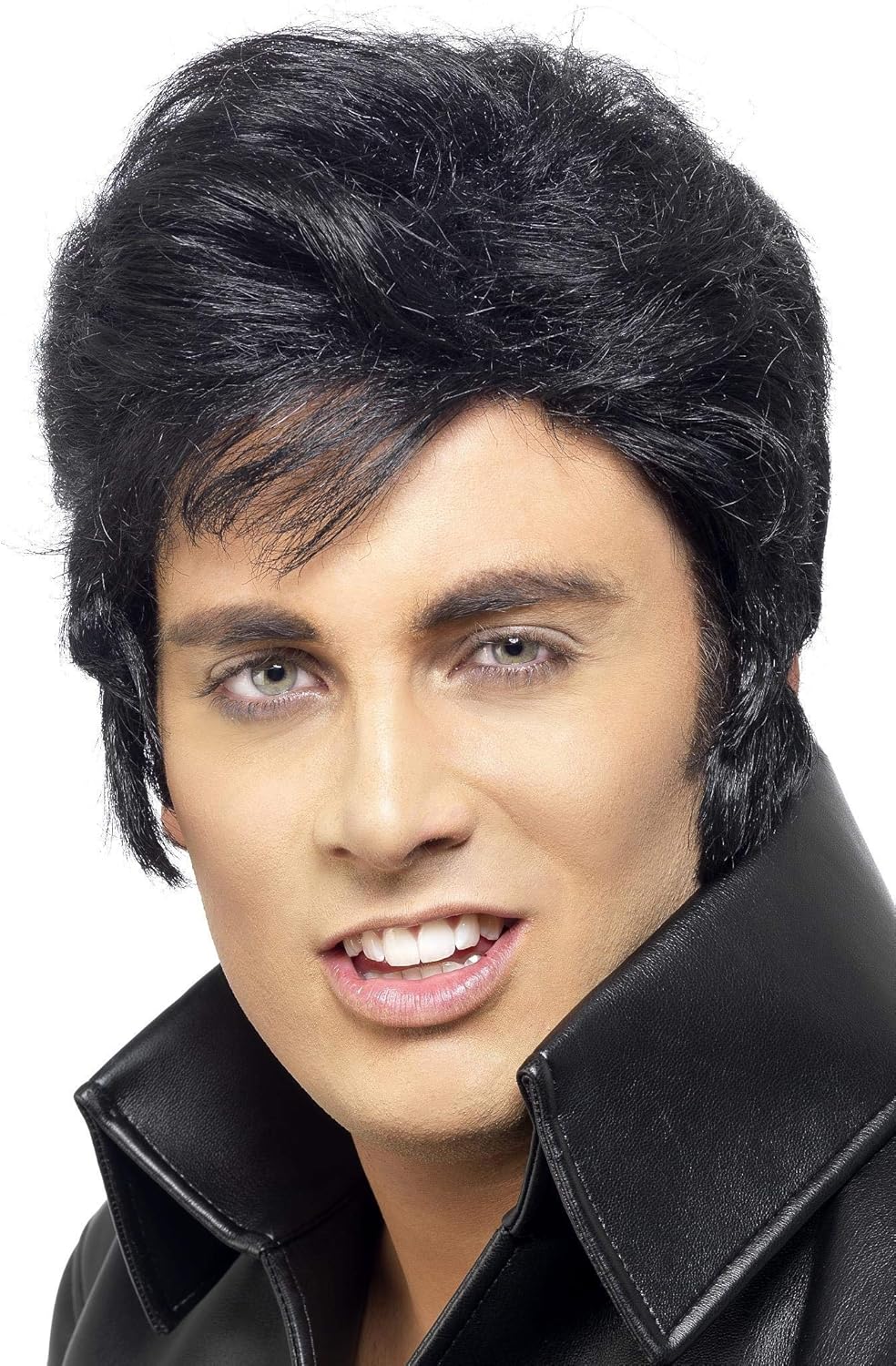 Smiffys Elvis Wig - Black with High Quiff and Sideburns 1