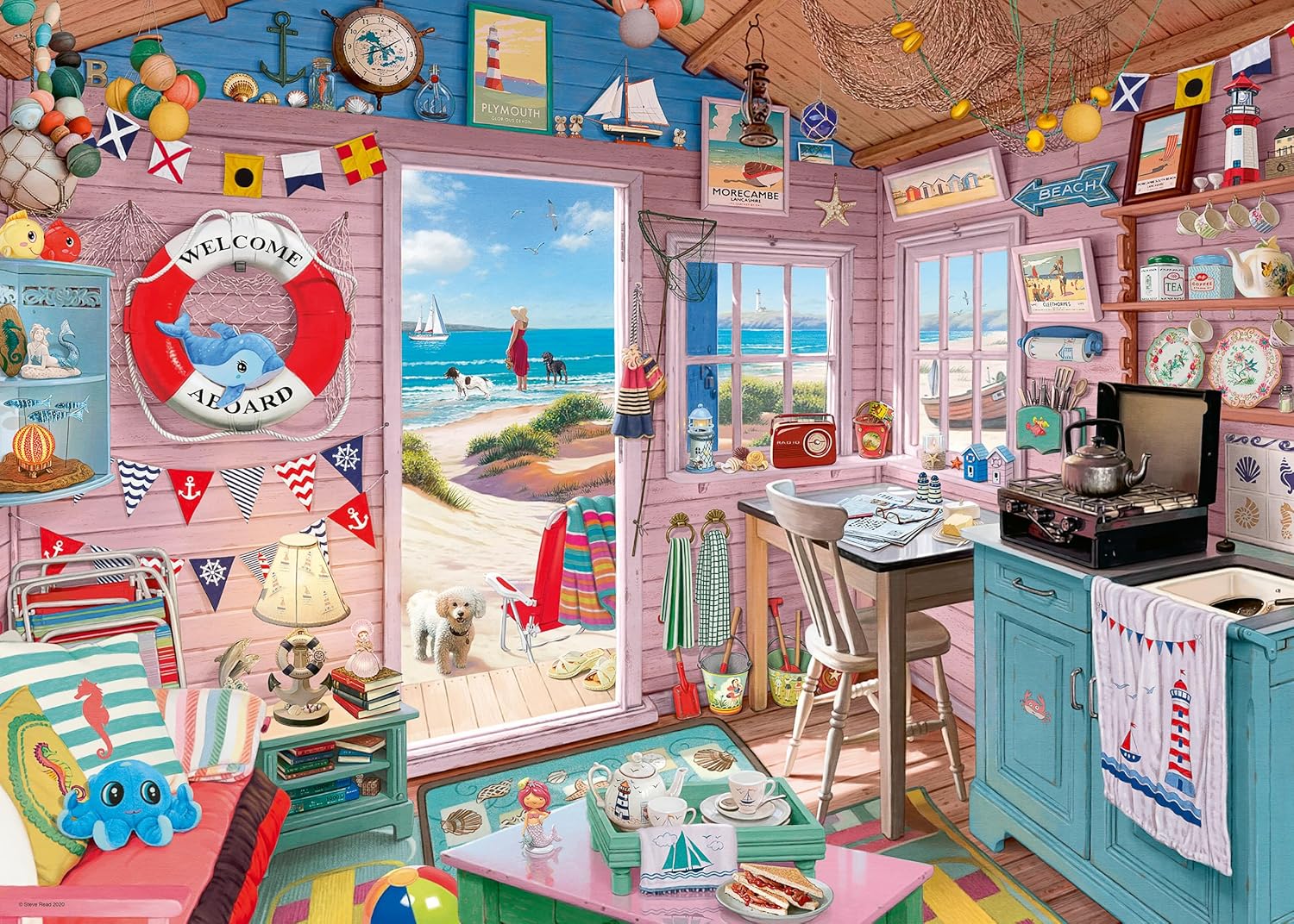 Ravensburger My Haven No. 7 The Beach Hut 1000 Piece Jigsaw Puzzle for Adults 1