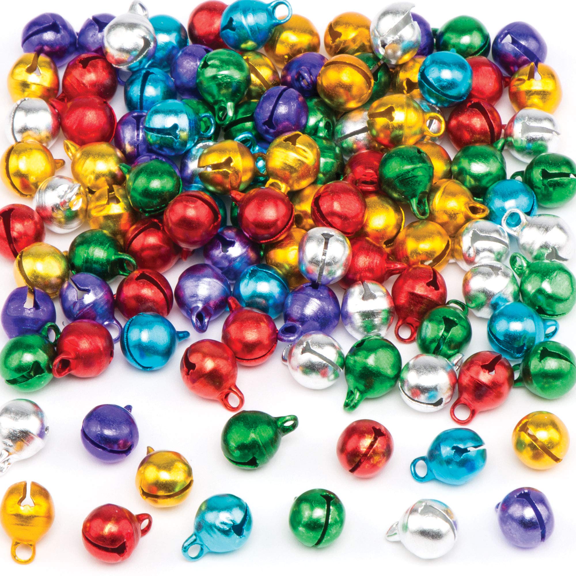 Baker Ross Mini Metallic Coloured Jingle Bells - 120-Piece Craft Set for Christmas Decorations 5