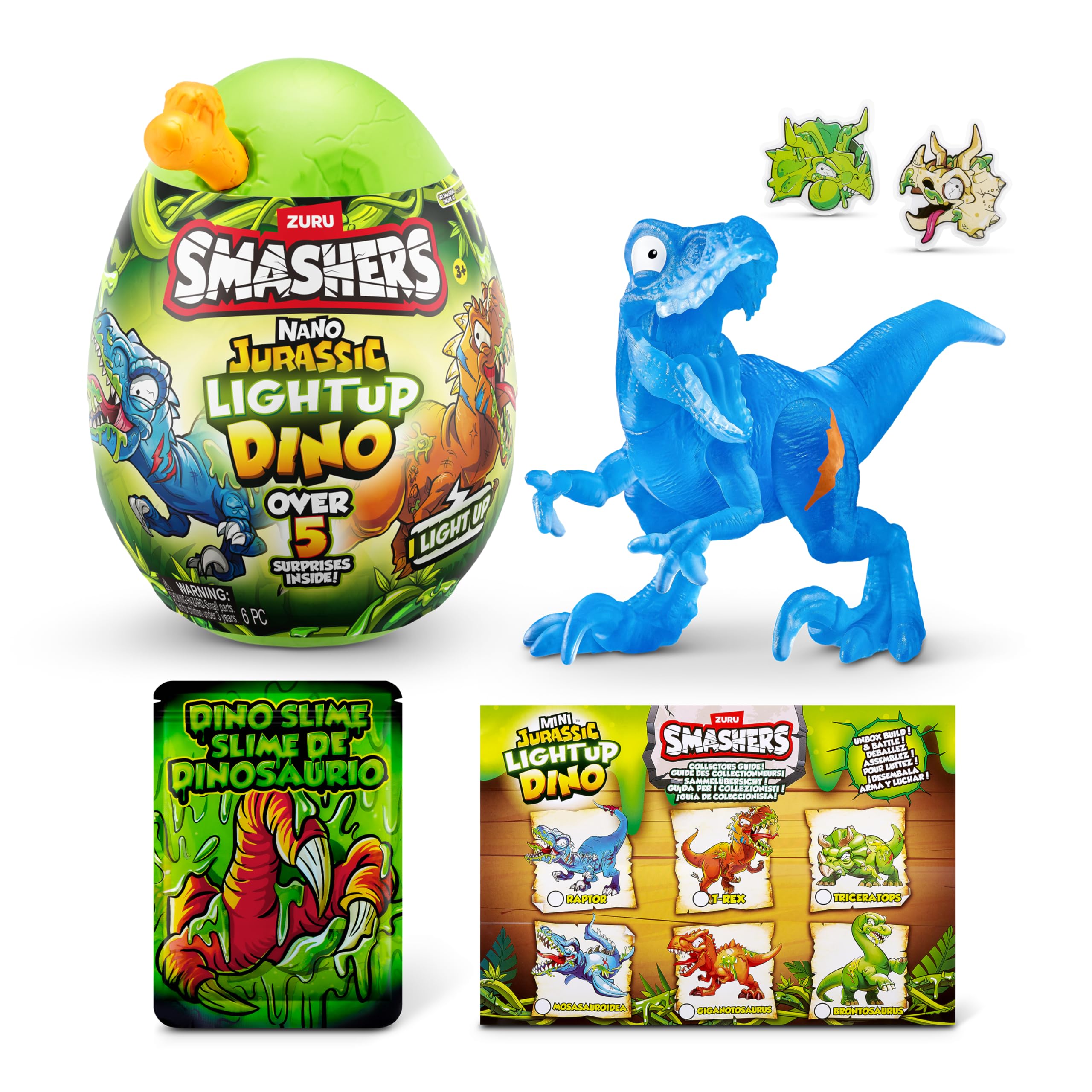 Smashers Nano Jurassic Light Up Dino by ZURU - Glow in the Dark Collectible Dinosaur Toys for Kids 9