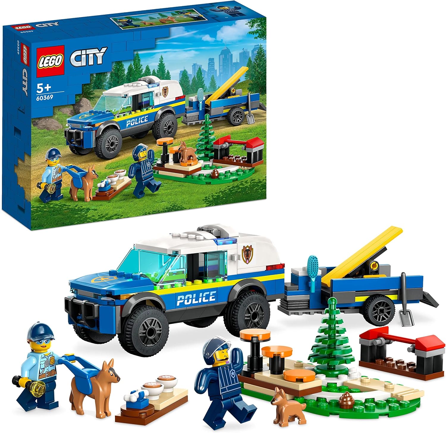 LEGO City Mobiles Polizeihunde-Trainingsset 60369 – SUV-Spielzeug mit Anhänger und Welpenfiguren für Kinder ab 5 Jahren