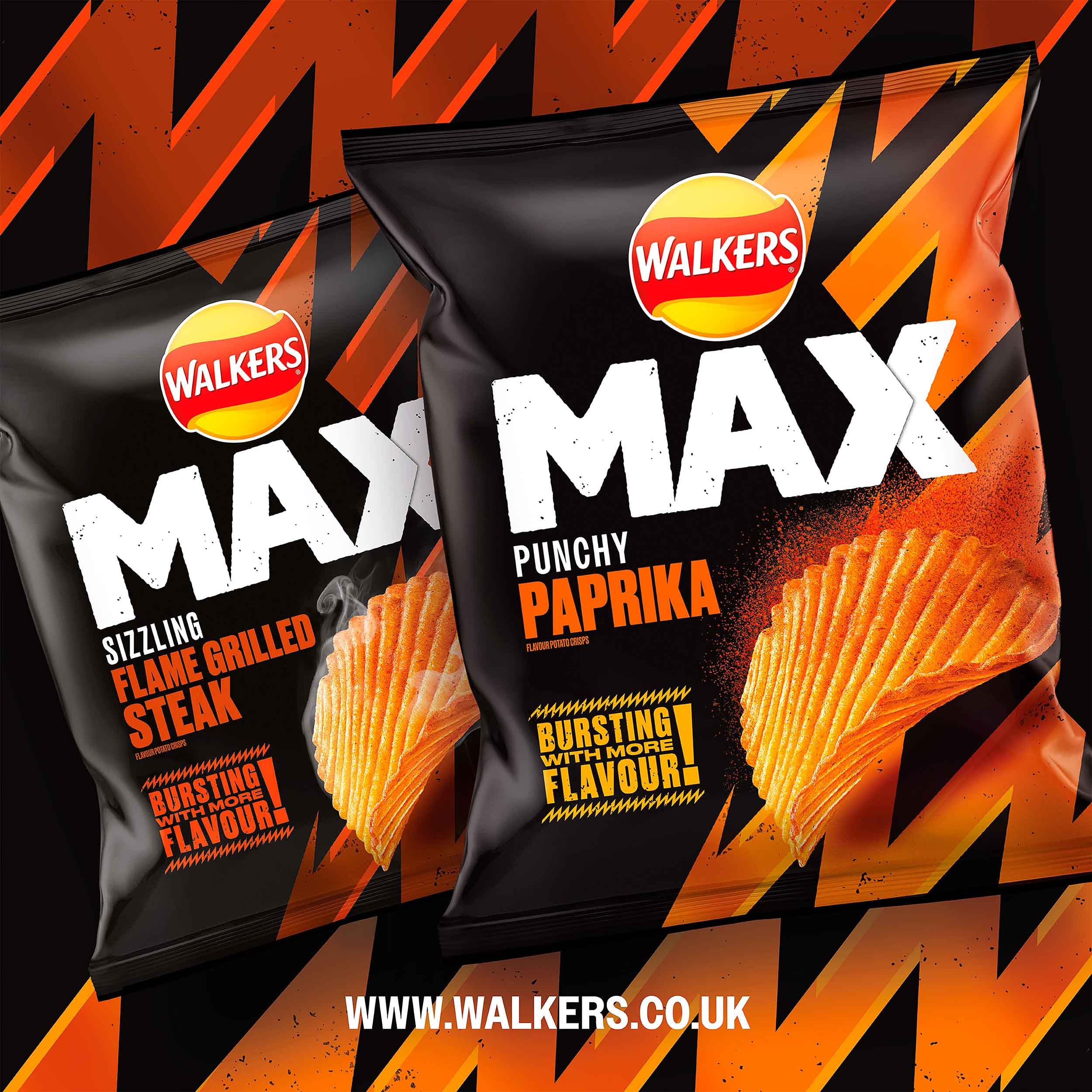 Walkers Max Sizzling Flame Grilled Steak Chips 50 g (24er-Packung) 6