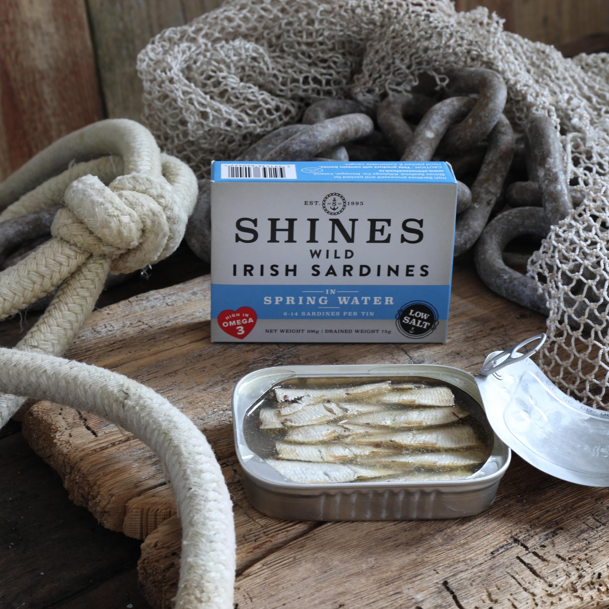 Shines Tinned Irish Sardines in Water - 12 x 106g Cans 5