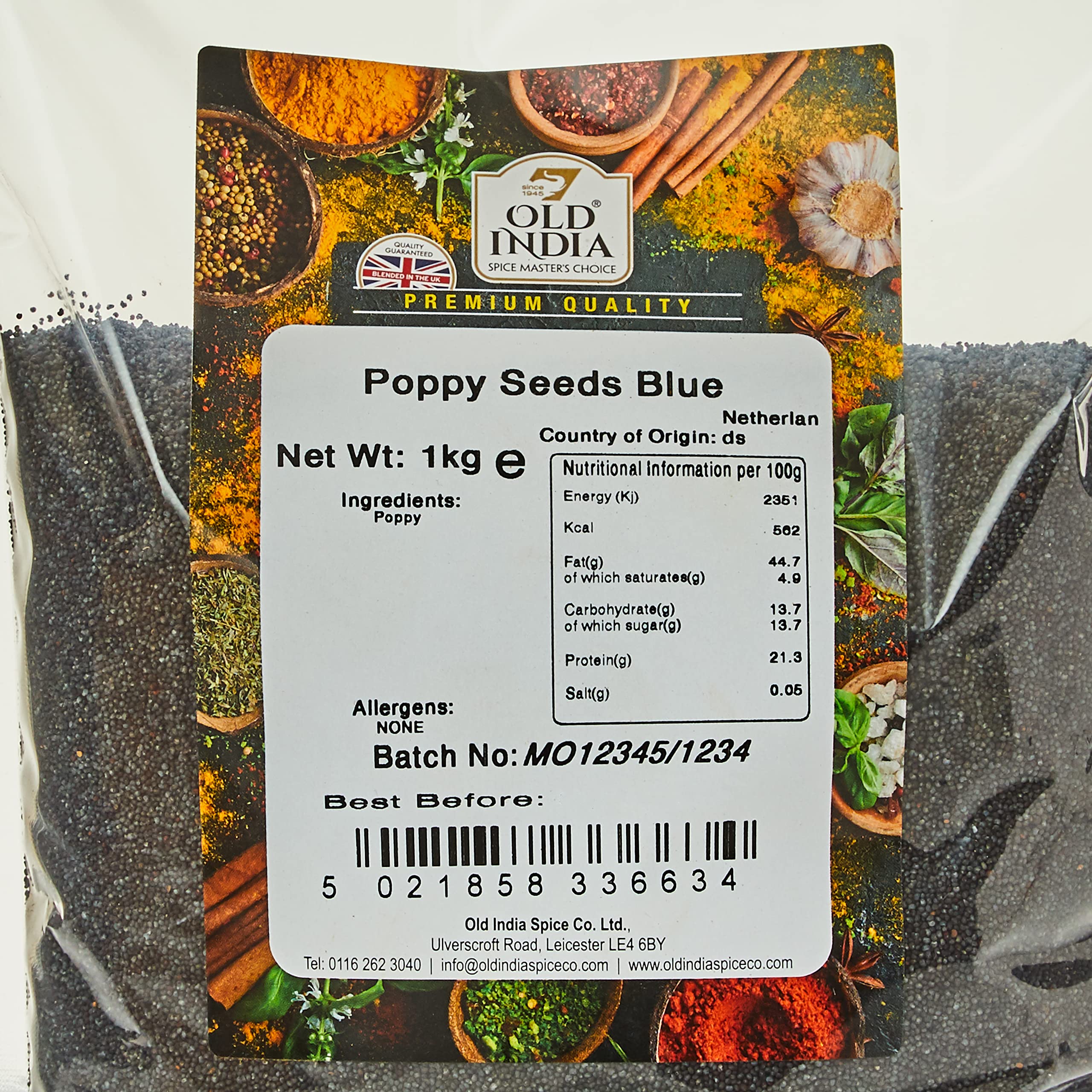 Old India Blue Poppy Seeds - 1 Kg Natural, Additive Free | Up to 2 Year Shelf Life