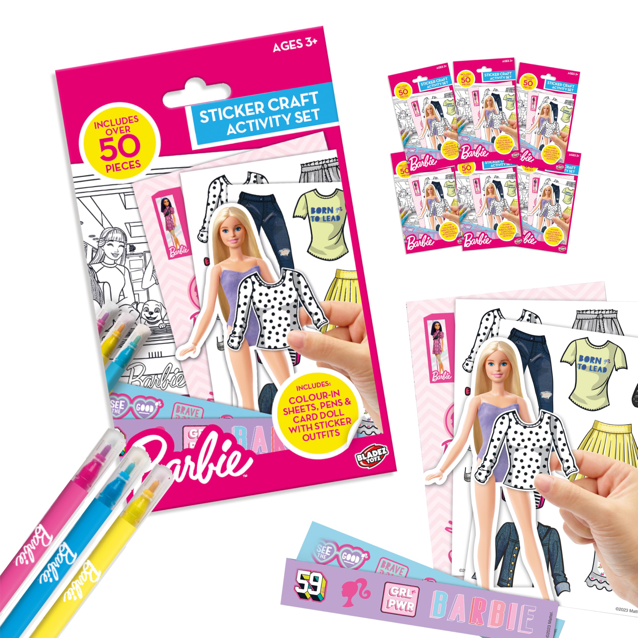 BLADEZ Barbie Sticker Activity Set - 1 Pack, Customizable Dolls & 50pcs Stickers | Mess-Free Craft Kit 1