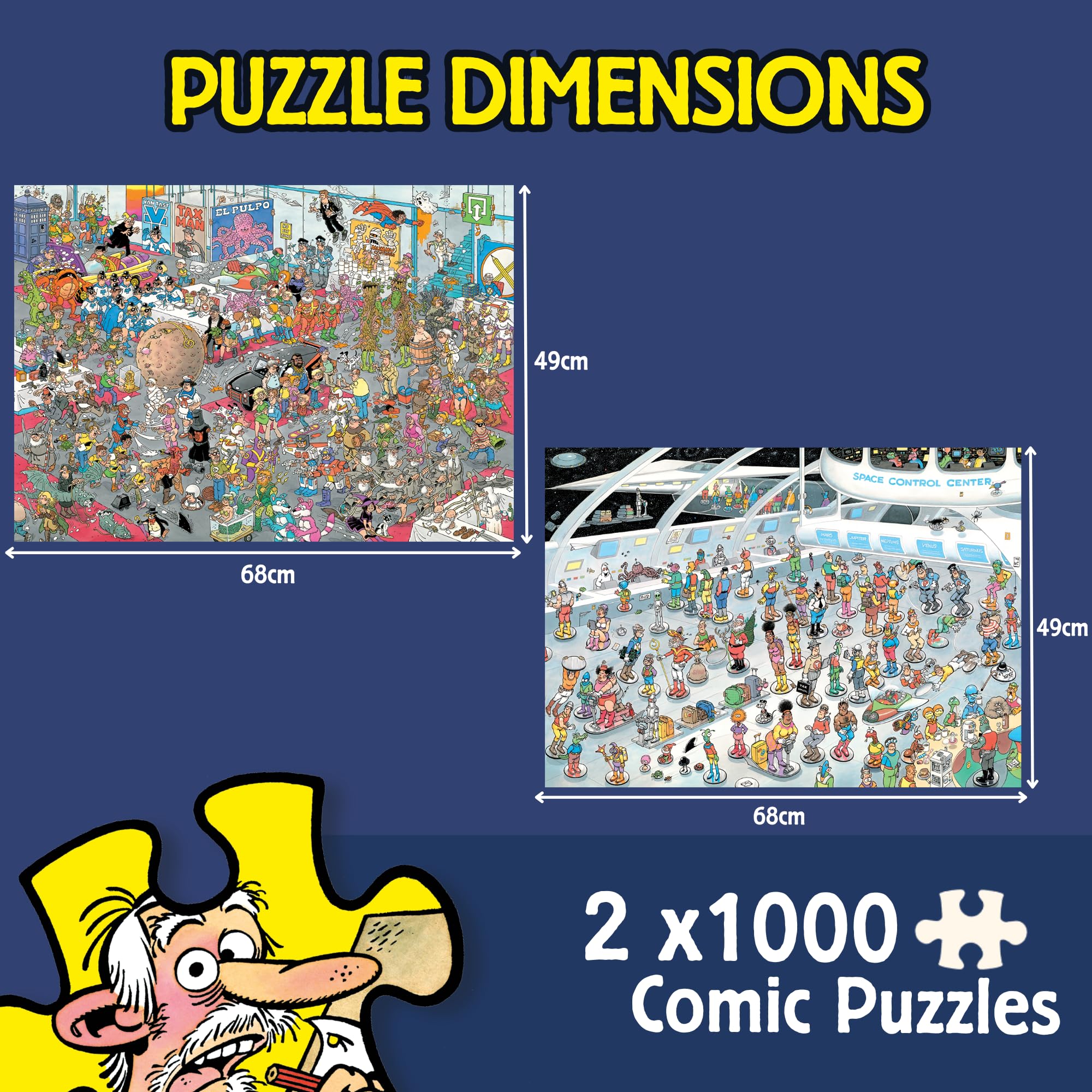 Jan van Haasteren 2 in 1 Puzzle - Give Us Some Space & All Dressed Up | 2 x 1000 Pieces | Ages 14+ 2