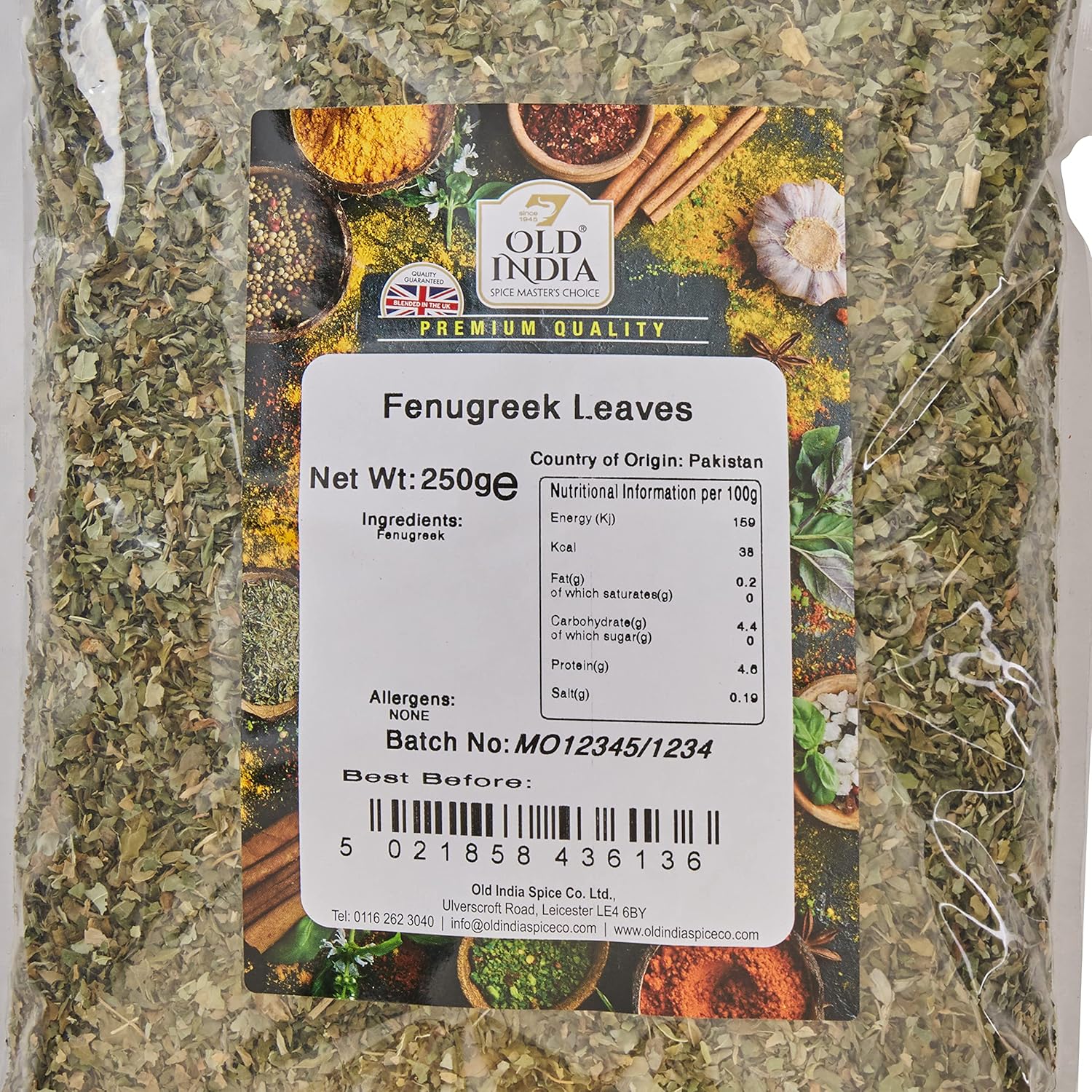 Old India Fenugreek Leaves 250g Whole Spice 4