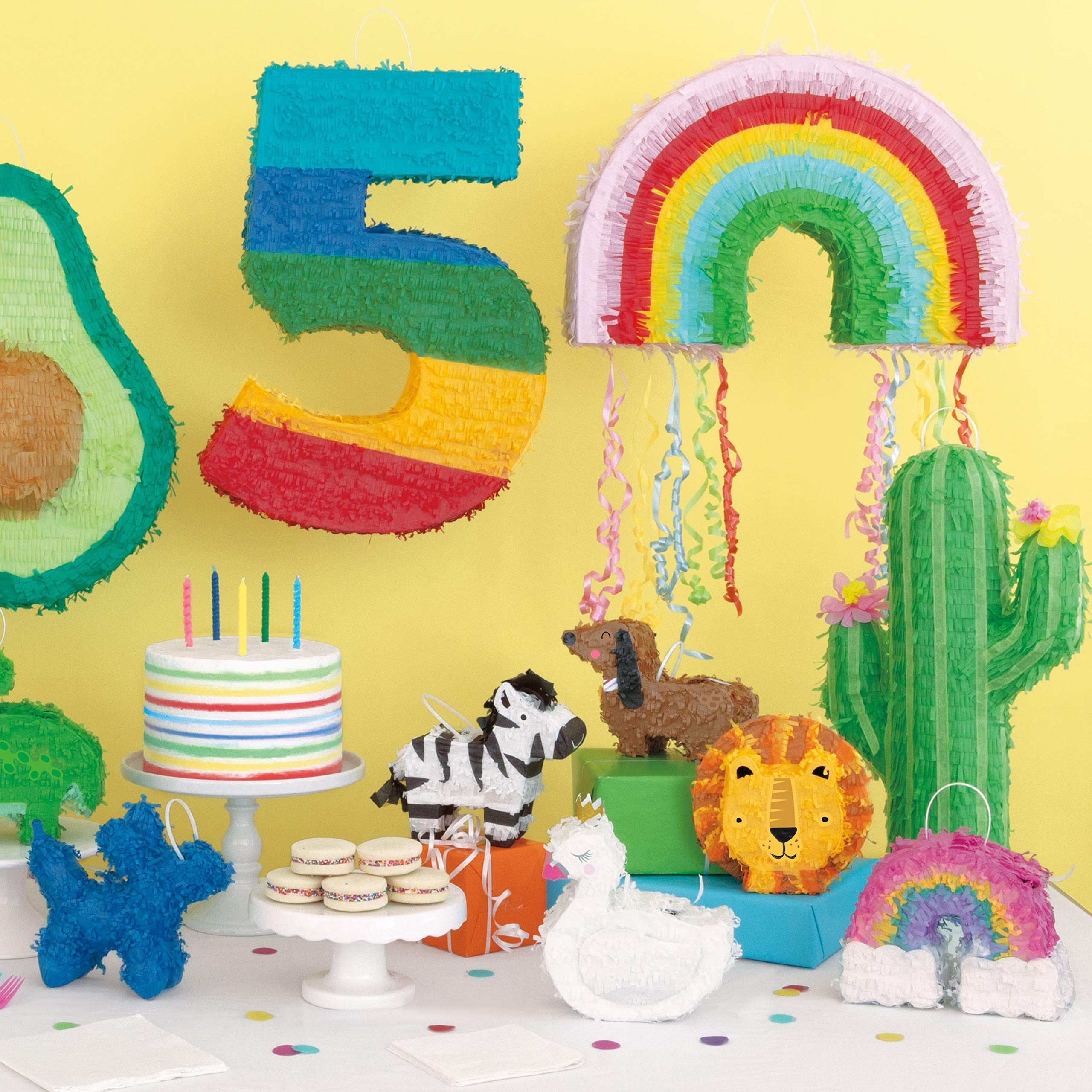Unique Rainbow Mini Piñata Favor Decoration - 20cm x 15cm | Cardboard | Unisex Adult