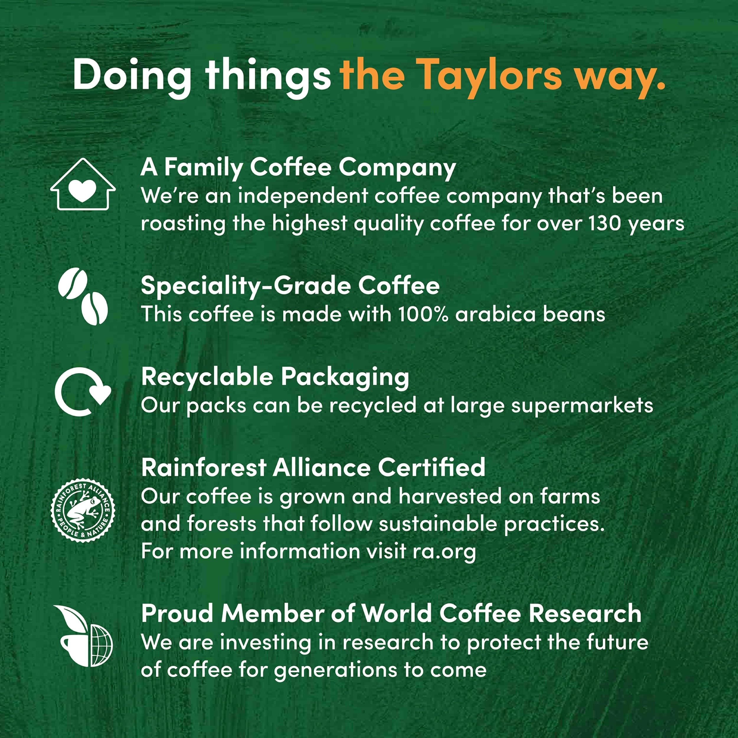 Taylors of Harrogate Rich Italian Ground Coffee - 100% Arabica | Dark Chocolate & Almond | 3 x 400g Pack 6