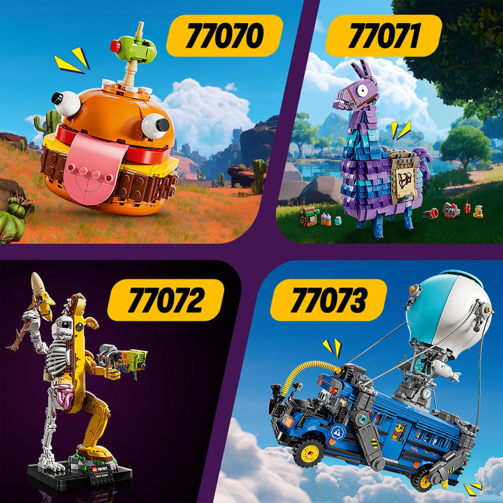 LEGO Fortnite Battle Bus Toy - Video Game Vehicle Model Kit w/ 9 Character