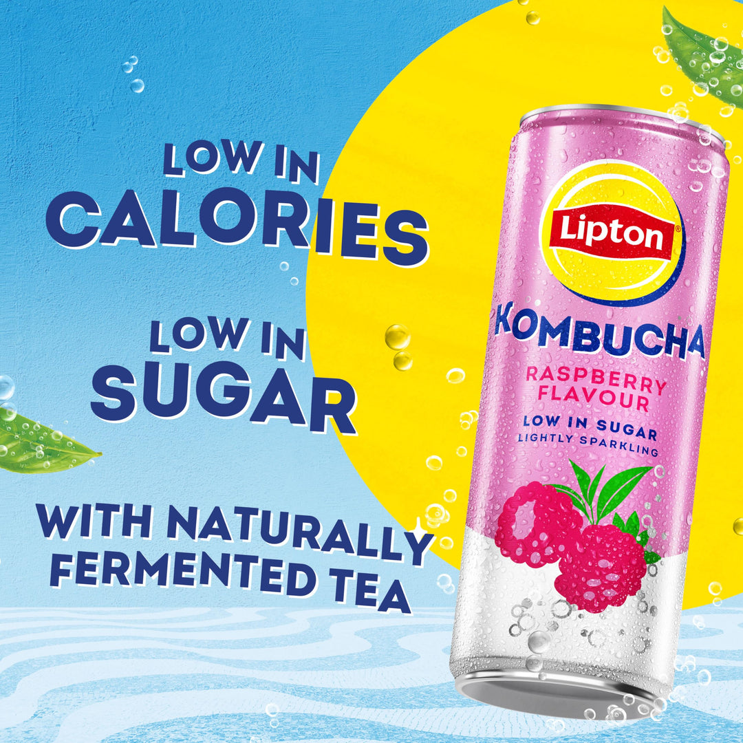 Lipton Kombucha Raspberry Flavour, 250ml (Pack of 4)
