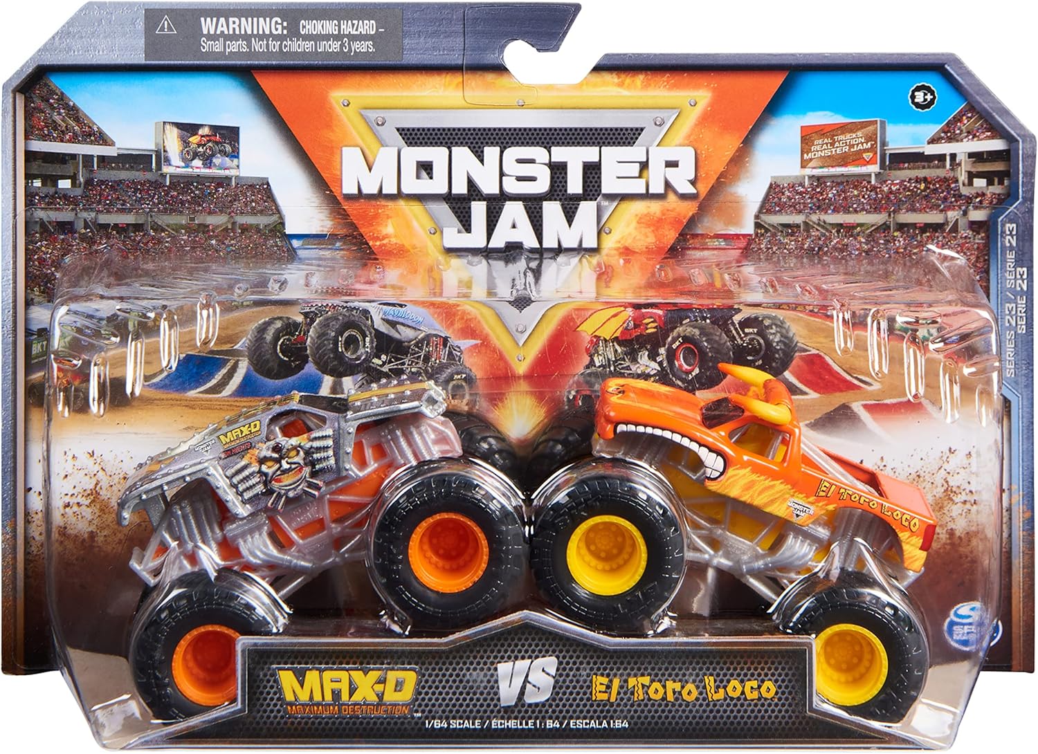Monster Jam Max-D vs. El Toro Loco 1:64 Scale Monster Trucks - 2-Pack Set for Kids 1