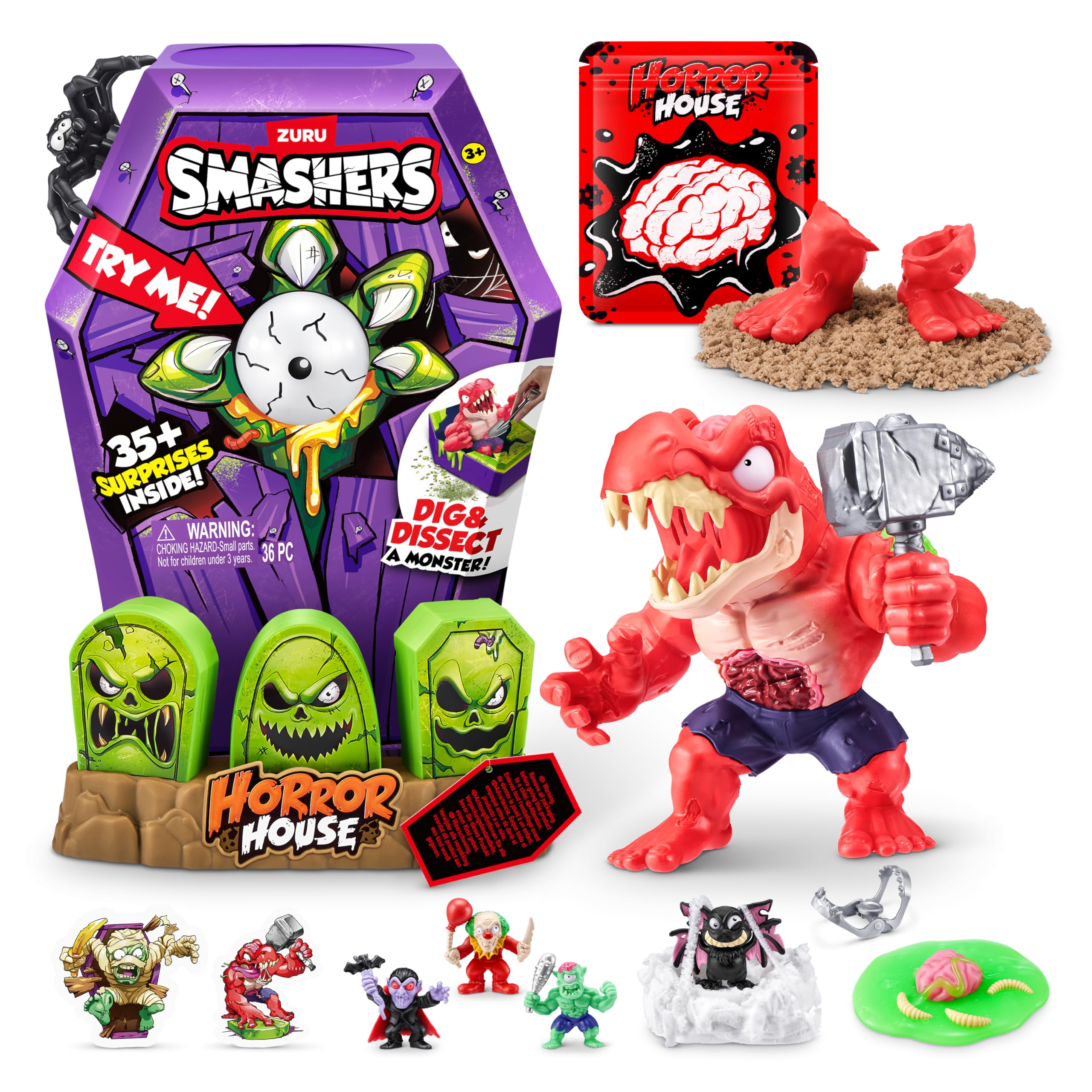 Smashers Mega Horror House (Zombie Rex) by ZURU - Interactive Dig & Dissect Playset for Kids 9