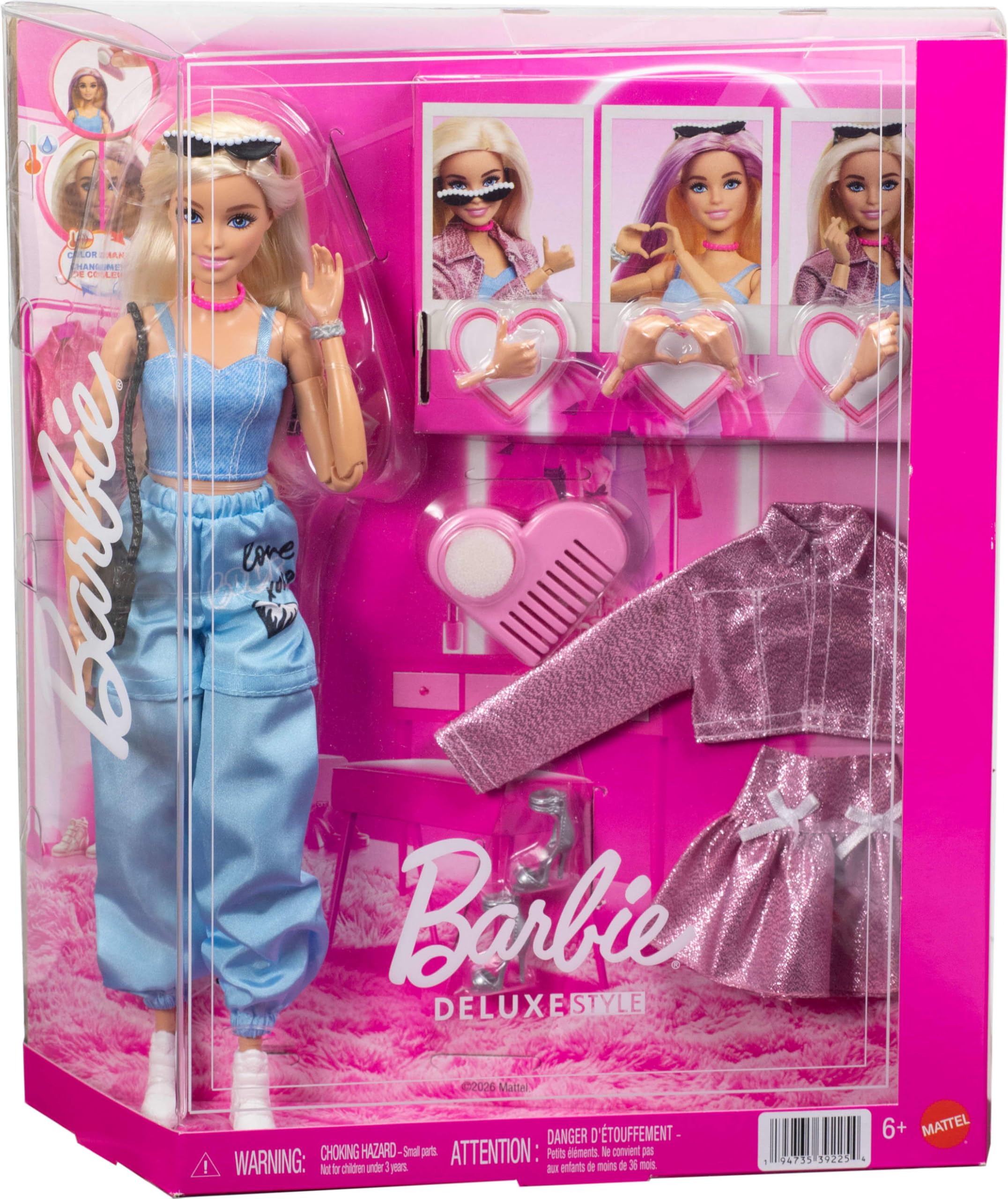 Barbie Deluxe Style Doll - Color Change Hair, 4 Fashions, Interchangeable Hands | JNC61 6