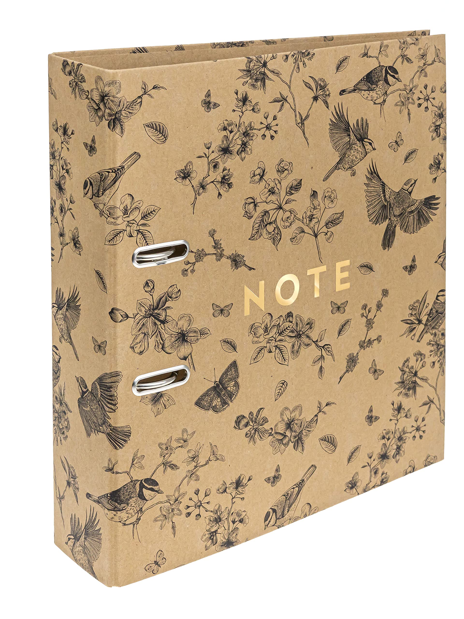 Interdruk Lever Arch File A4 75mm Kraft Paper Natural Brown Birds | 500 Sheet Capacity 1