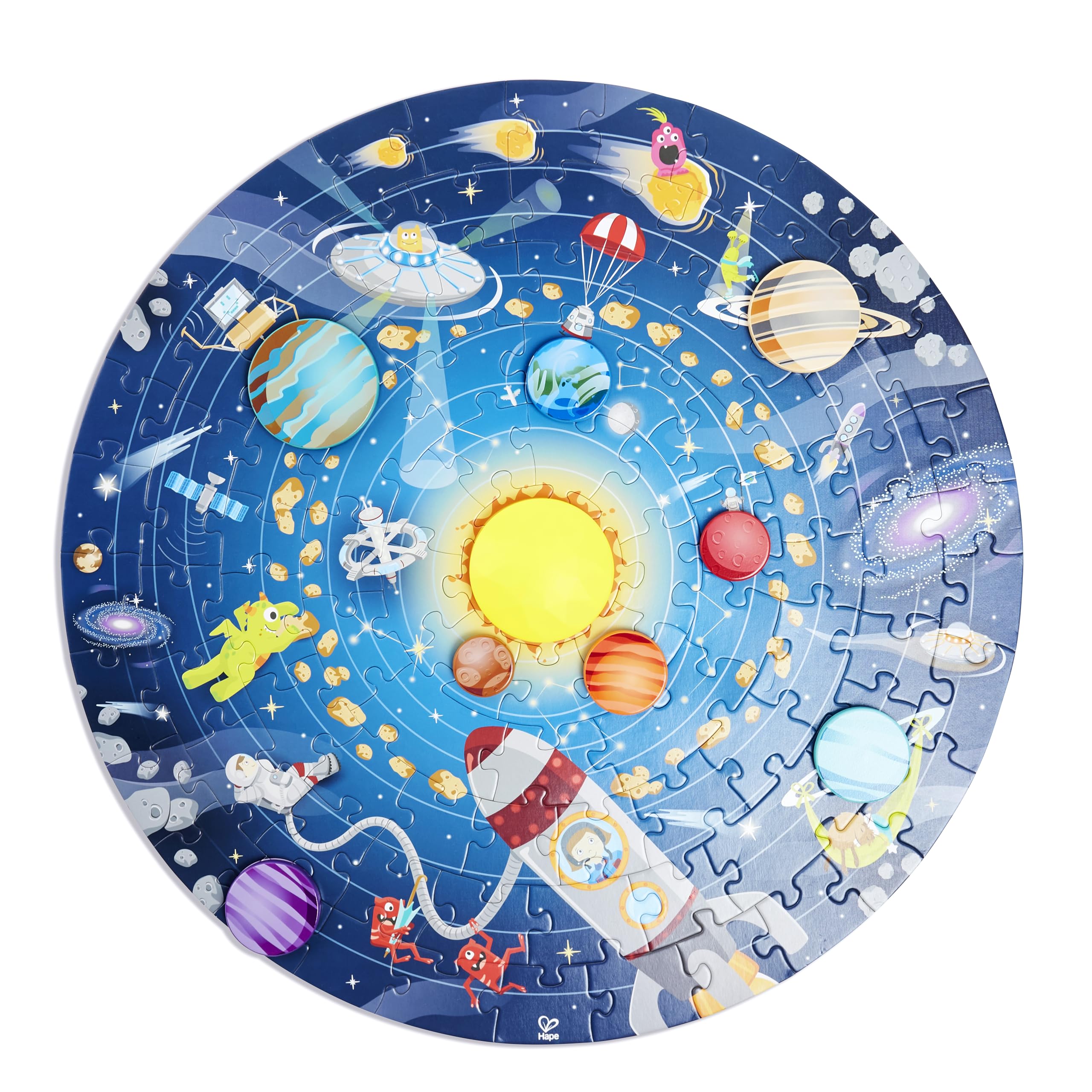 Hape Solar System Puzzle with LED Sun and 3D Spinning Planets 1