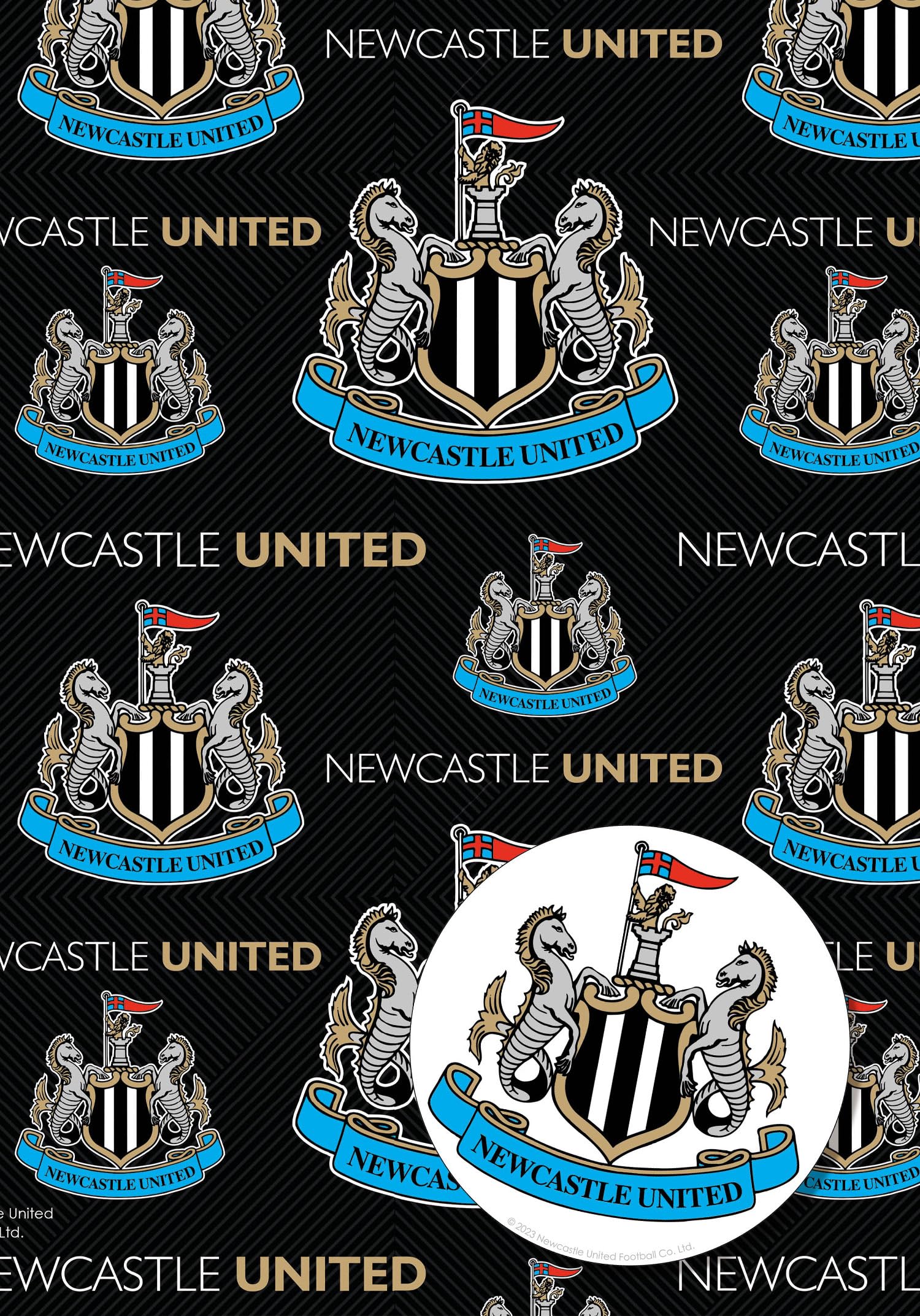Danilo Promotions LTD Newcastle United FC Wrapping Paper - 2 Sheets & 2 Tags | 70cm x 50cm
