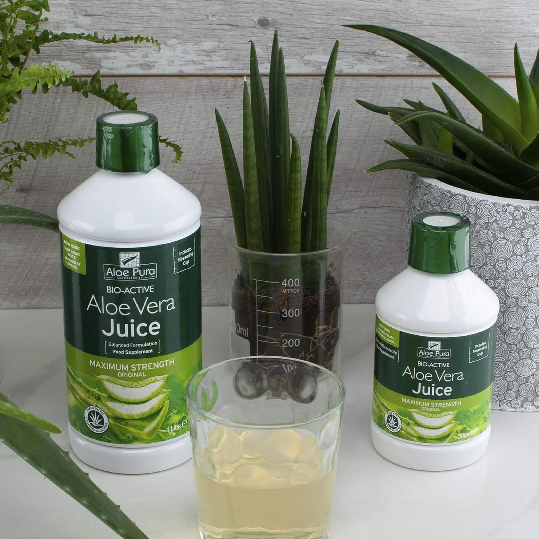 Aloe Pura Aloe Vera Juice Max Strength 1L - Vegan, No Added Sweeteners