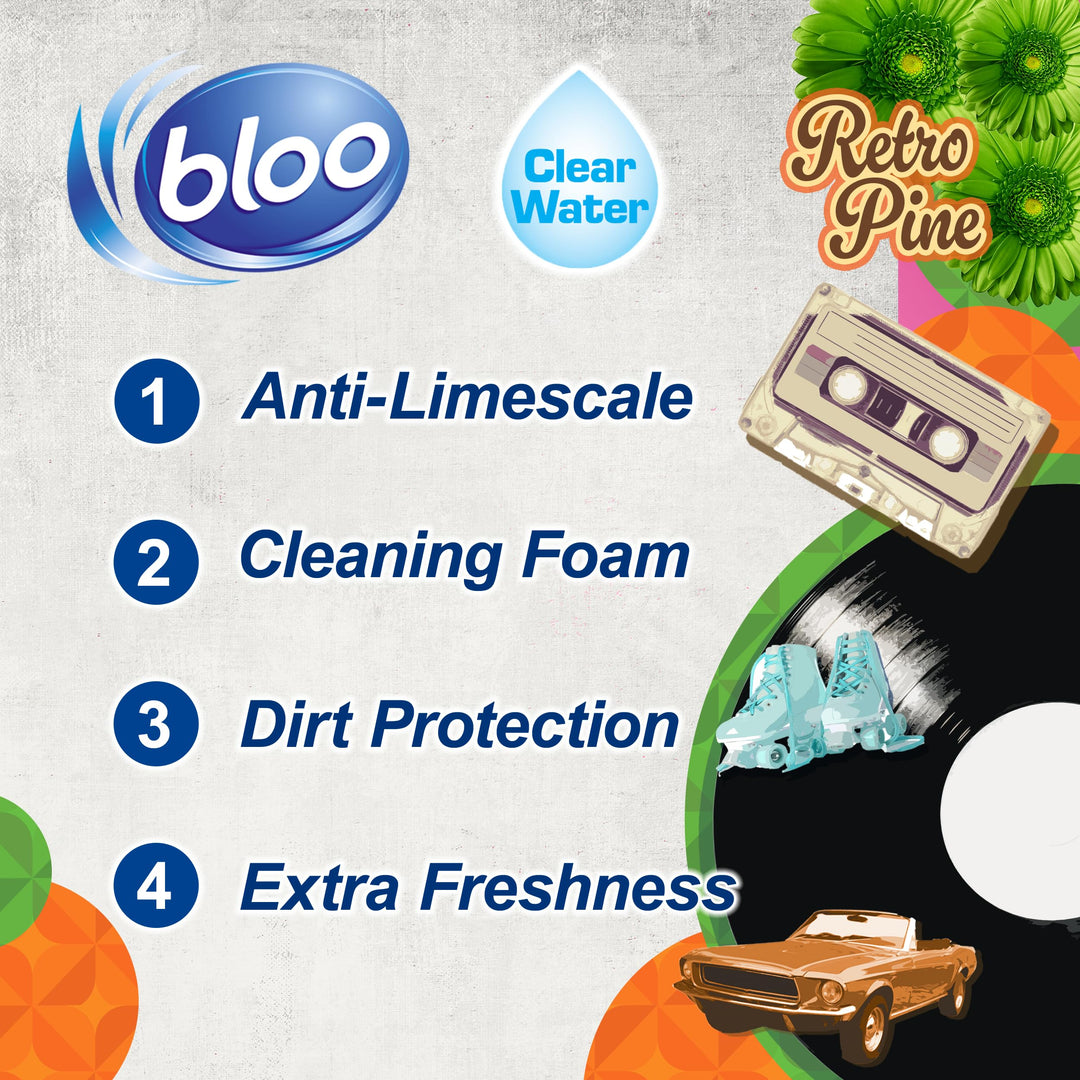 Bloo - Toilet Rim Block Retro Pine (50g) with Pine & Mint Scent