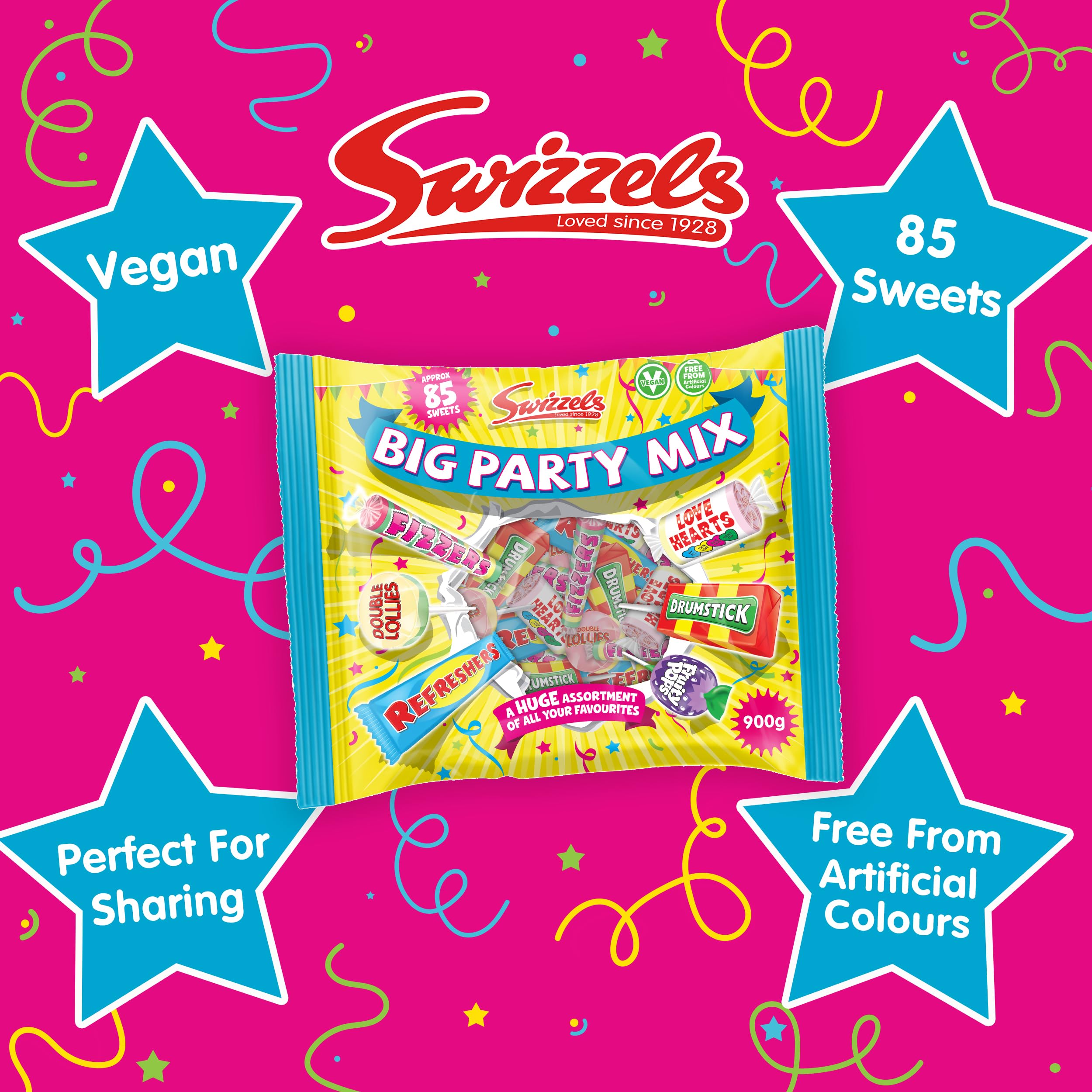 Swizzels Big Party Sweets Mix Bag - 900g Assortment | Vegan Friendly | 85 Sweets 3