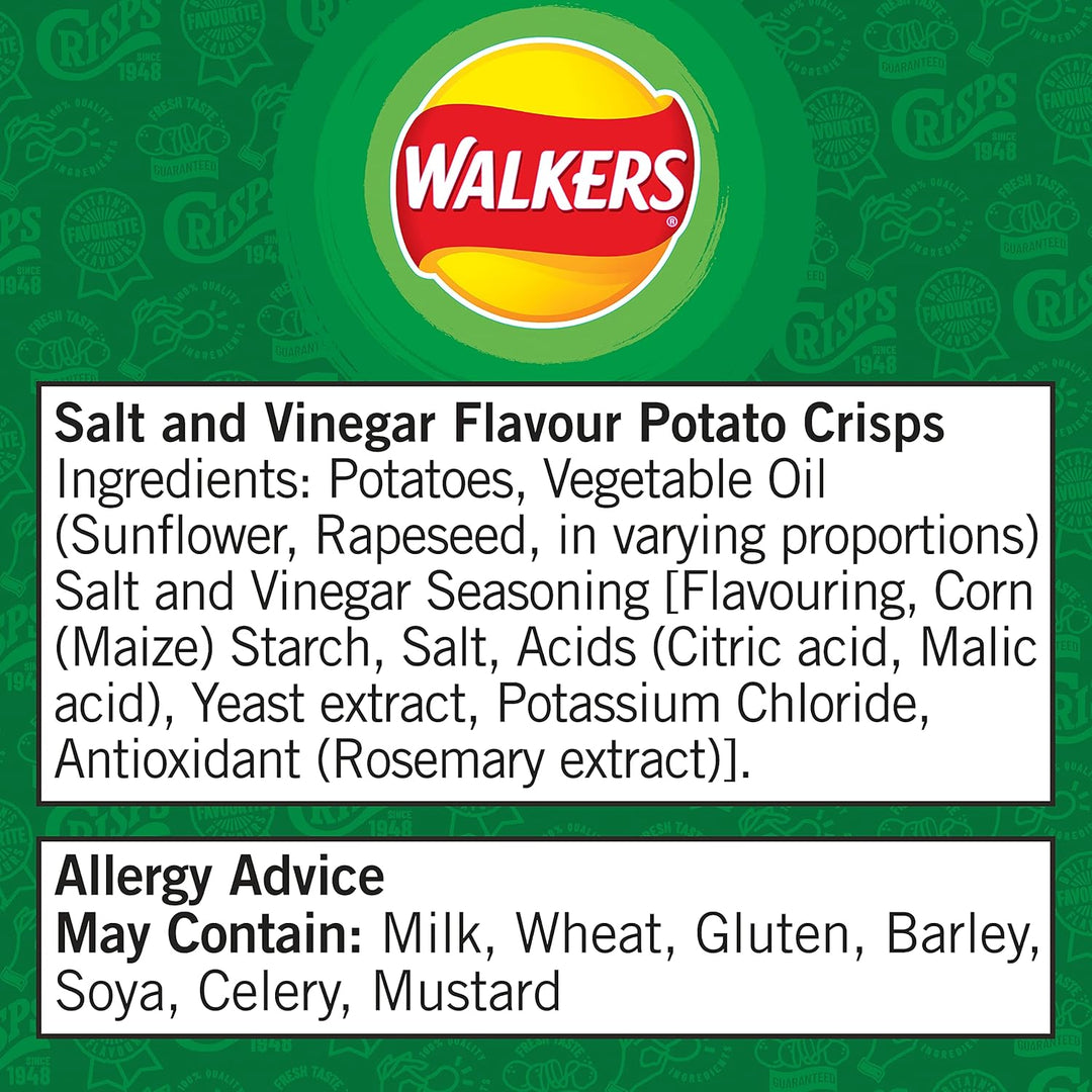 Walkers Salt & Vinegar Crisps 32.5g (Case of 32)