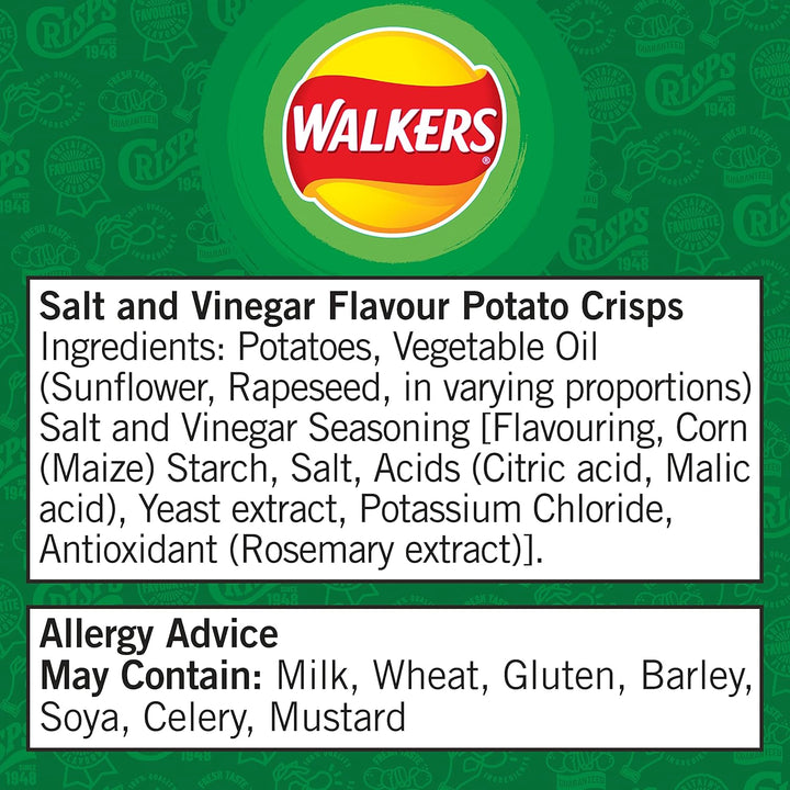 Walkers Salt & Vinegar Crisps 32.5g (Case of 32)
