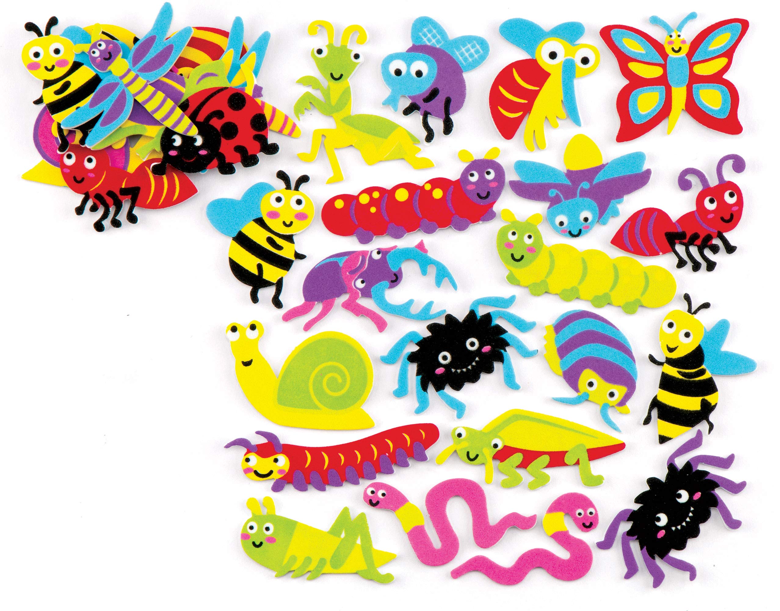 Baker Ross AR228 Insect Foam Stickers - Pack of 120 | Self-Adhesive Vinyl | 2.5-5 cm 2