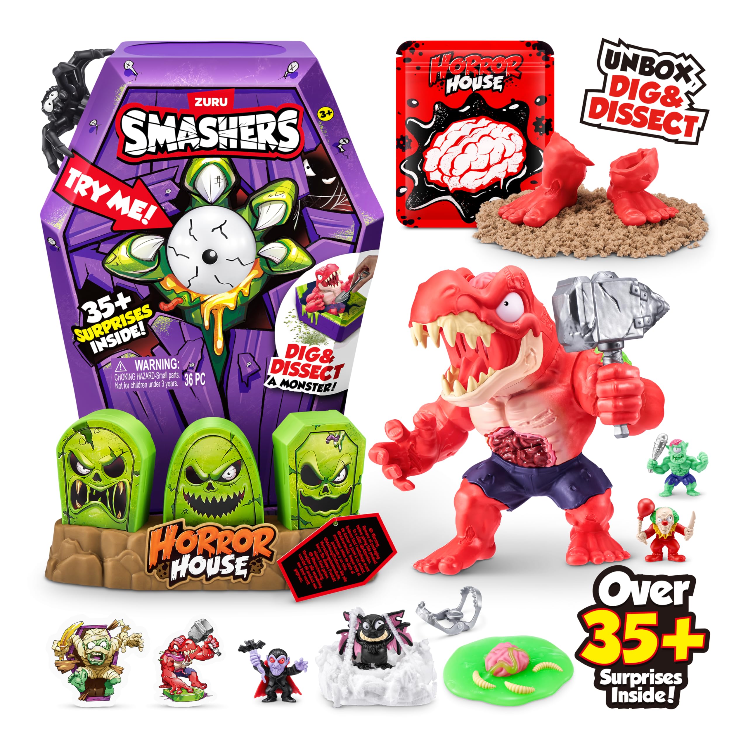Smashers Mega Horror House (Zombie Rex) by ZURU - Interactive Dig & Dissect Playset for Kids 11