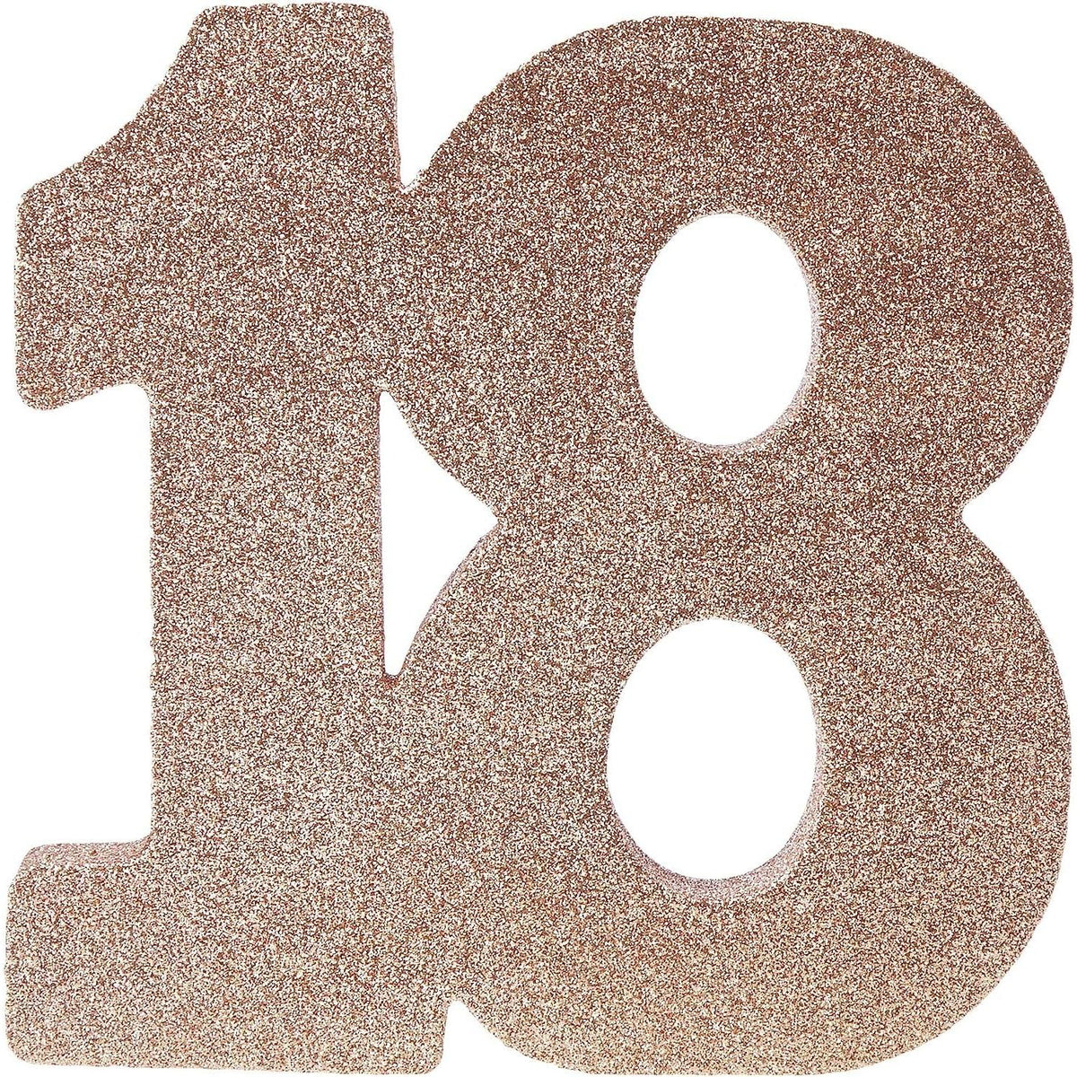 Anniversary House Number 18 Glitter Table Decoration - Rose Gold, 20cm