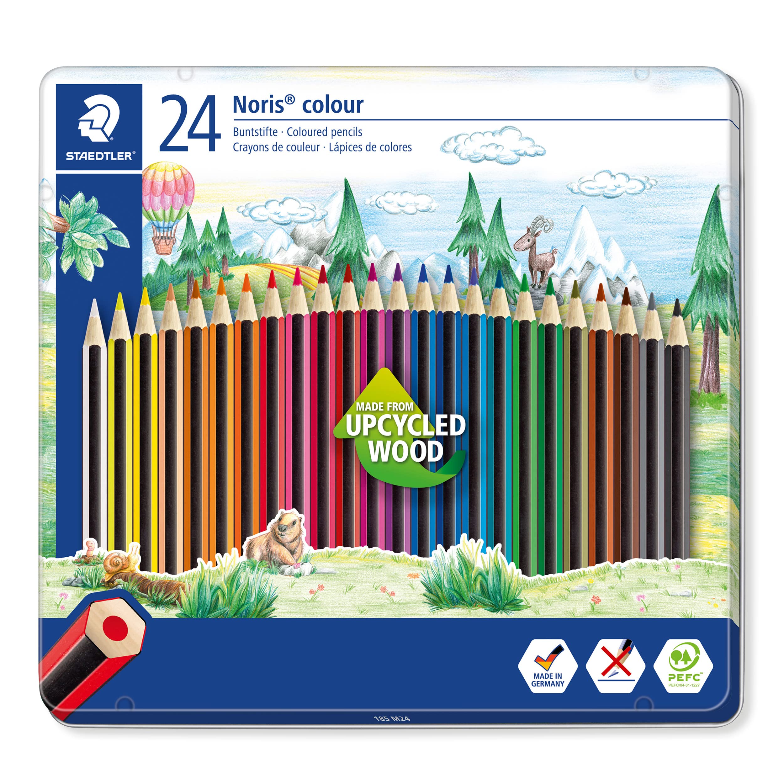 STAEDTLER 185 M24 Noris Colour Colouring Pencils - 24 Assorted Colours (Tin