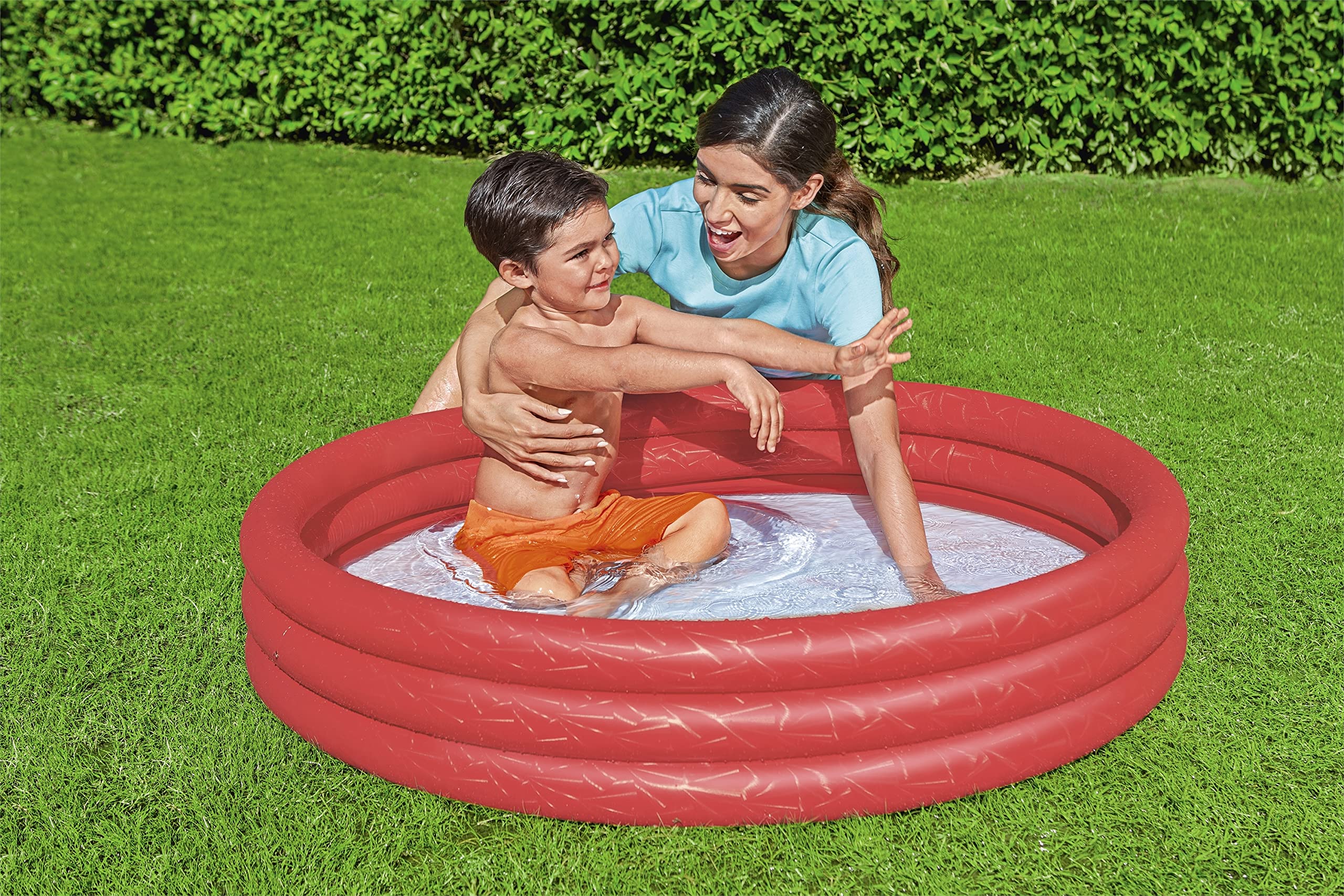 Bestway Inflatable 3-Ring Paddling Pool - Multicolor, 102 x 102 x 25 cm | PVC 2