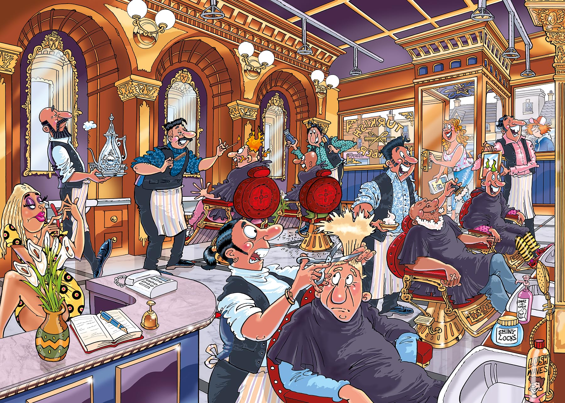 Jumbo Wasgij Mystery 27, A Close Shave - 1000 Piece Jigsaw Puzzle for Adults | Multicolor 5