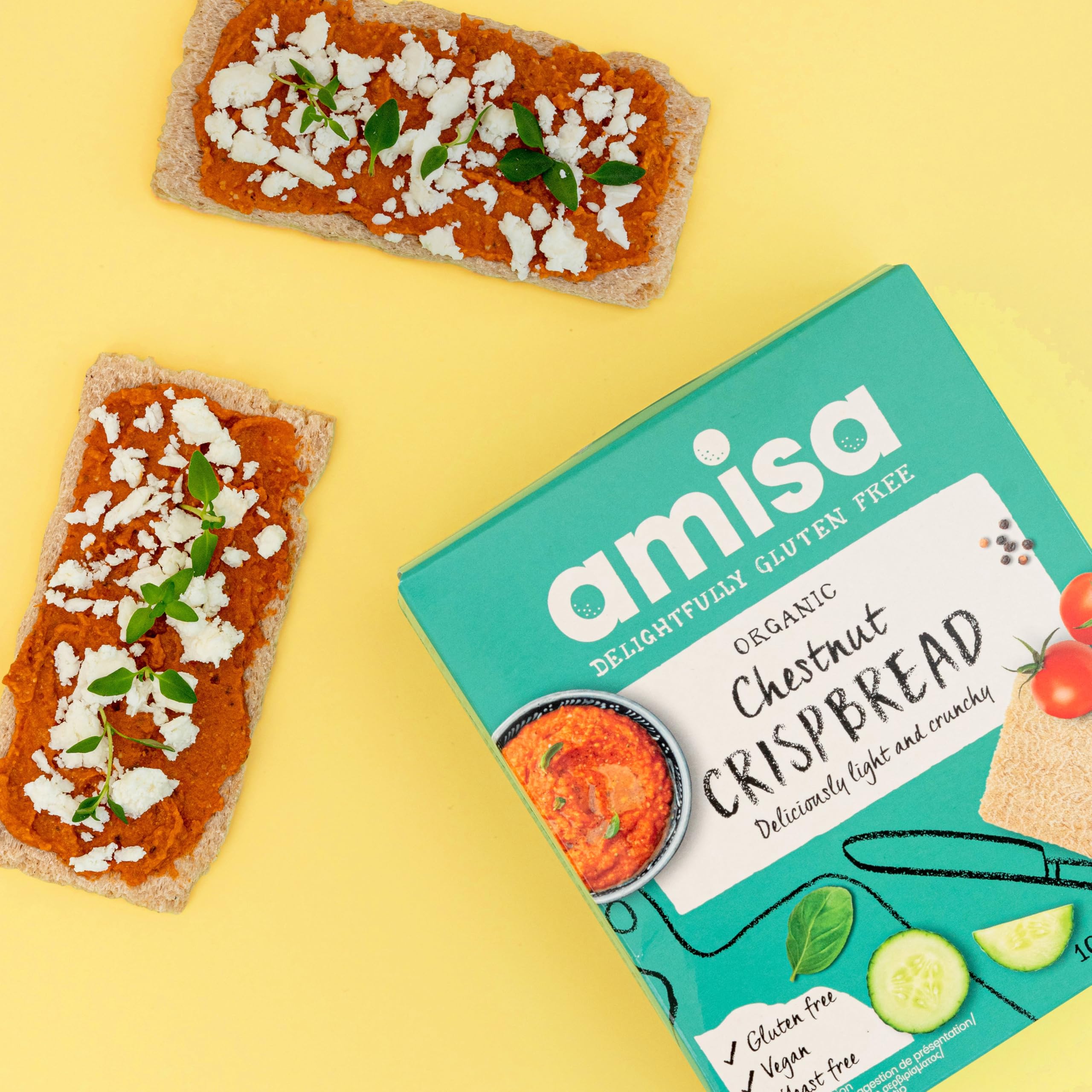 Amisa Organic Chestnut Crispbread Gluten Free Vegan, 100g 8