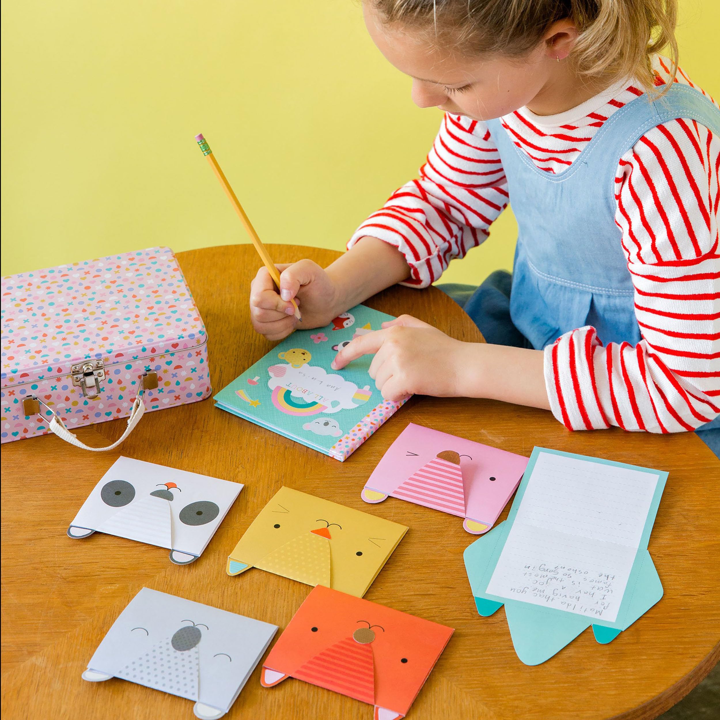 Petit Collage Comprehensive Stationery Craft Kit - Ages 6+ | Includes 12 Notecards, Journal, Stickers & Pencils | Reusable Tin 2