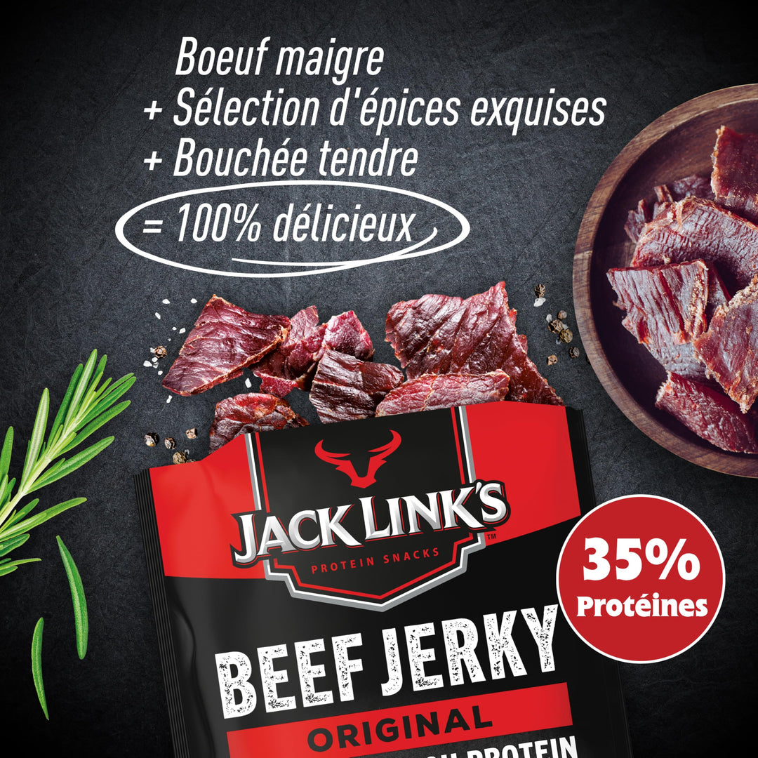 Jack Link's Beef Jerky Original, Box of 12 x 40 g, High Protein Dried Meat Snack
