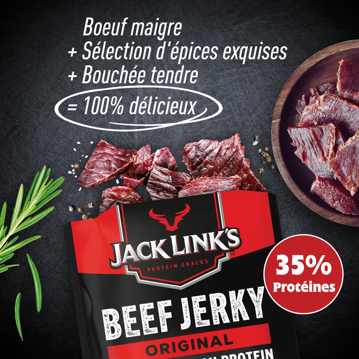 Jack Link's Beef Jerky Original, Box of 12 x 40 g, High Protein Dried Meat Snack