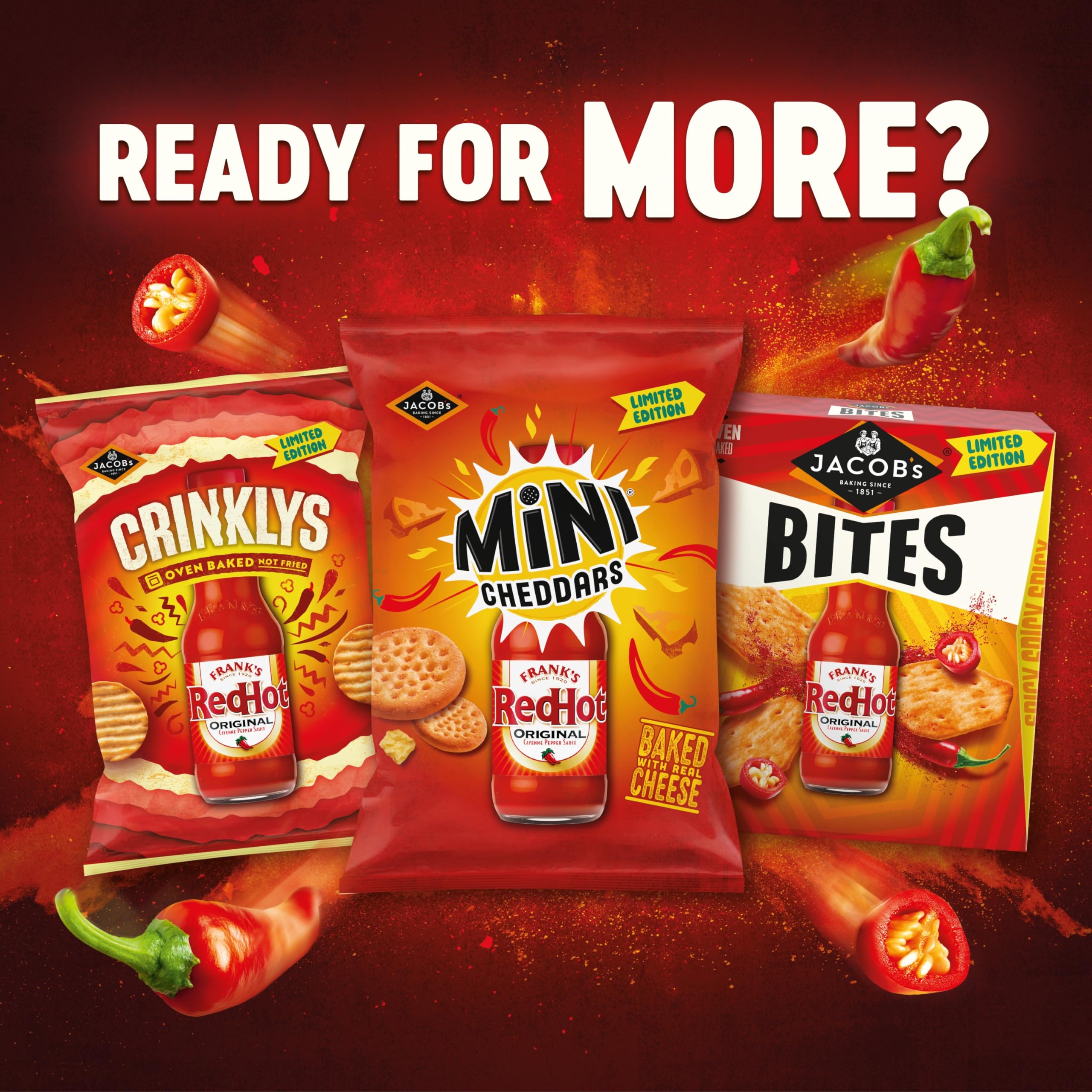 JACOB'S Mini Cheddars Franks Red Hot Original Baked Snacks Share Bag | 150g | 10 Pack 6
