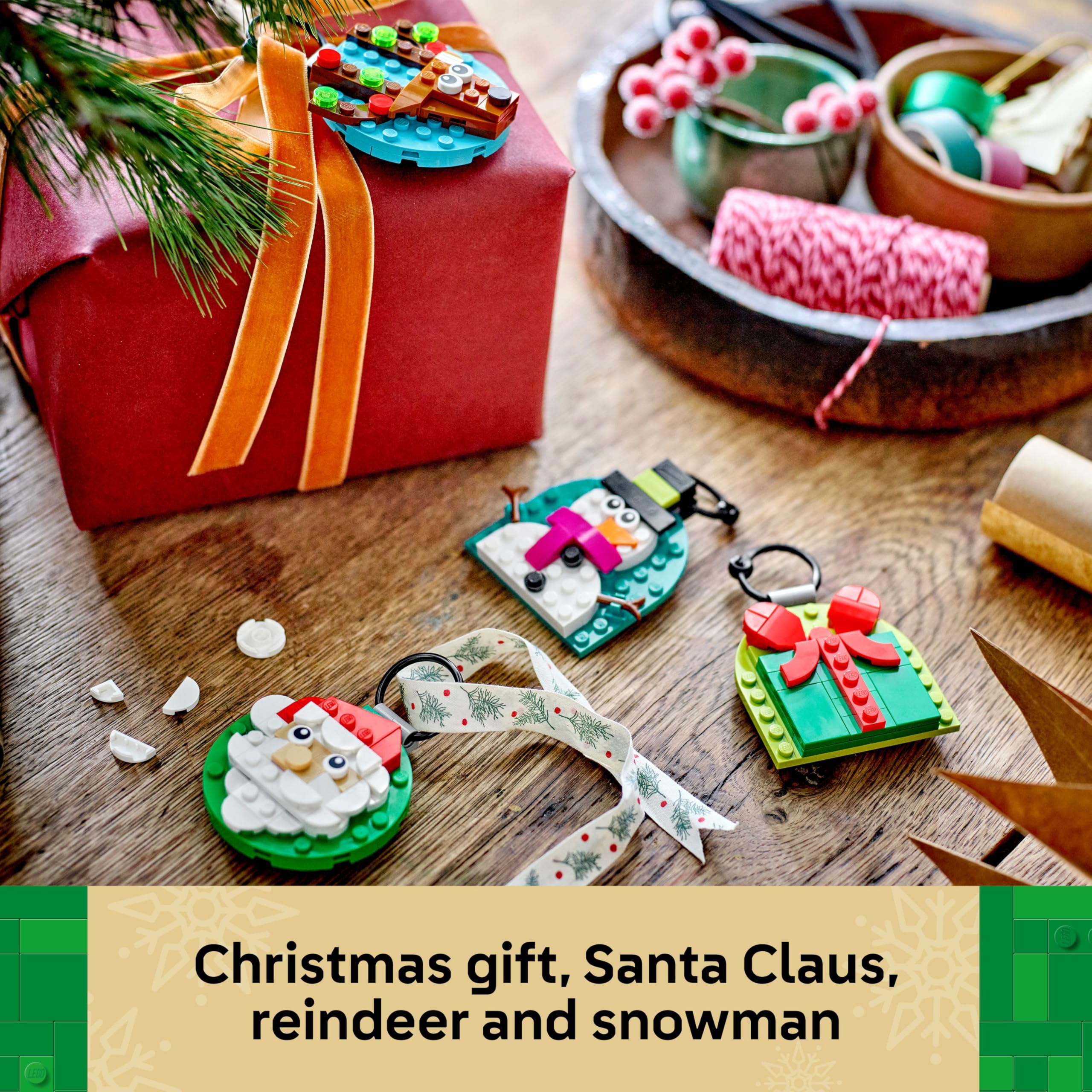 LEGO Christmas Ornament Selection - Building Toy with 4 Festive Hanging Decorations for Kids 6+ 9
