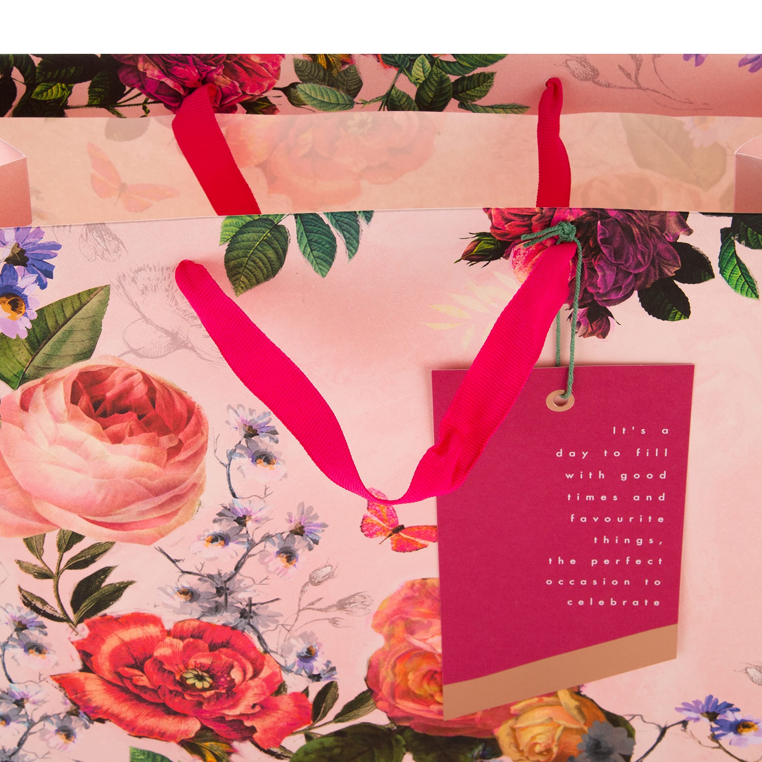 Hallmark Large Gift Bag - Elegant Floral Design | Landscape Orientation | 33cm x 26.5cm x 14.6cm 4