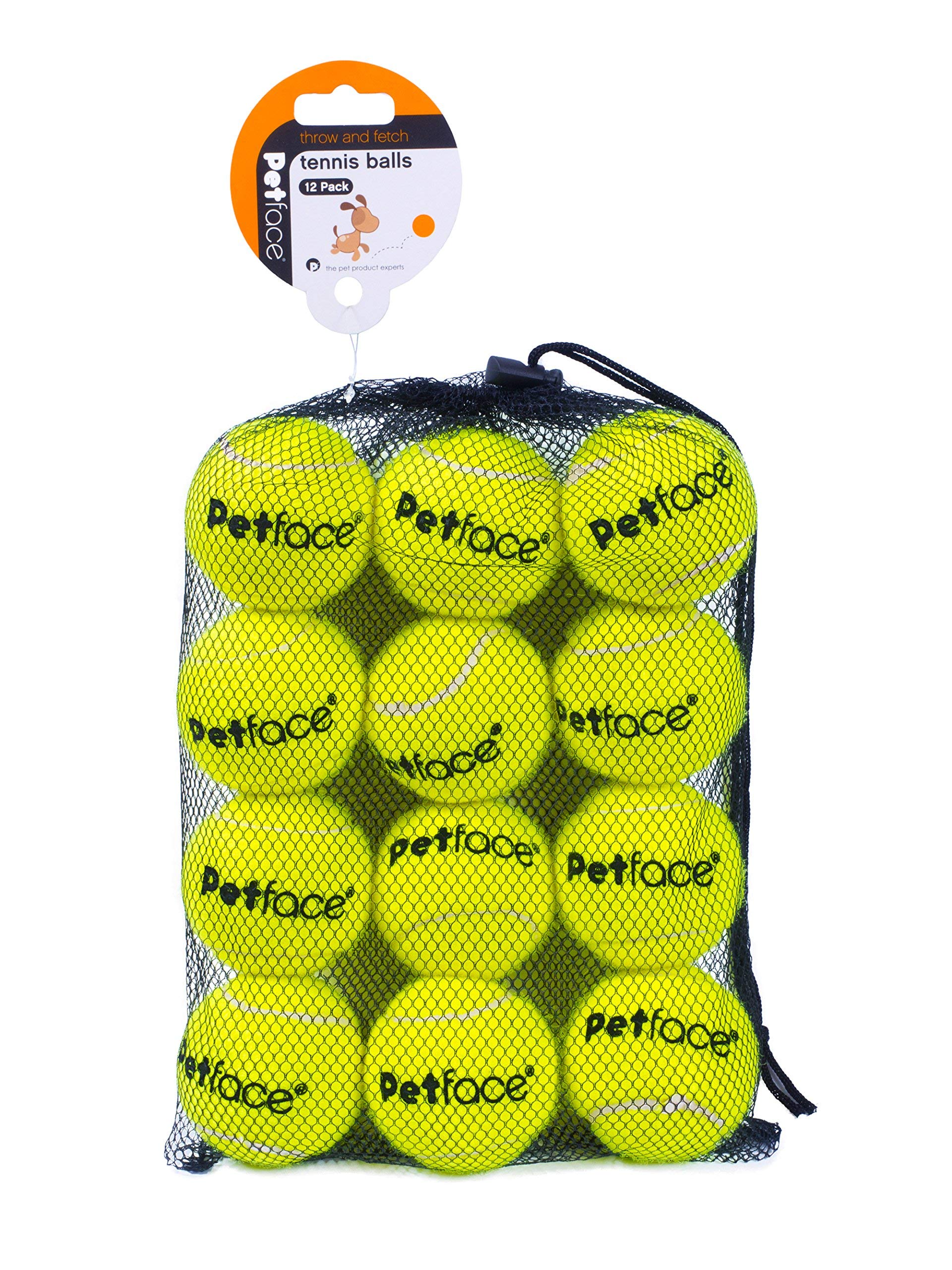 Petface Super Tennis Balls For Dogs - 12 Pack, Chew-Proof, Outdoor Exercise | Yellow