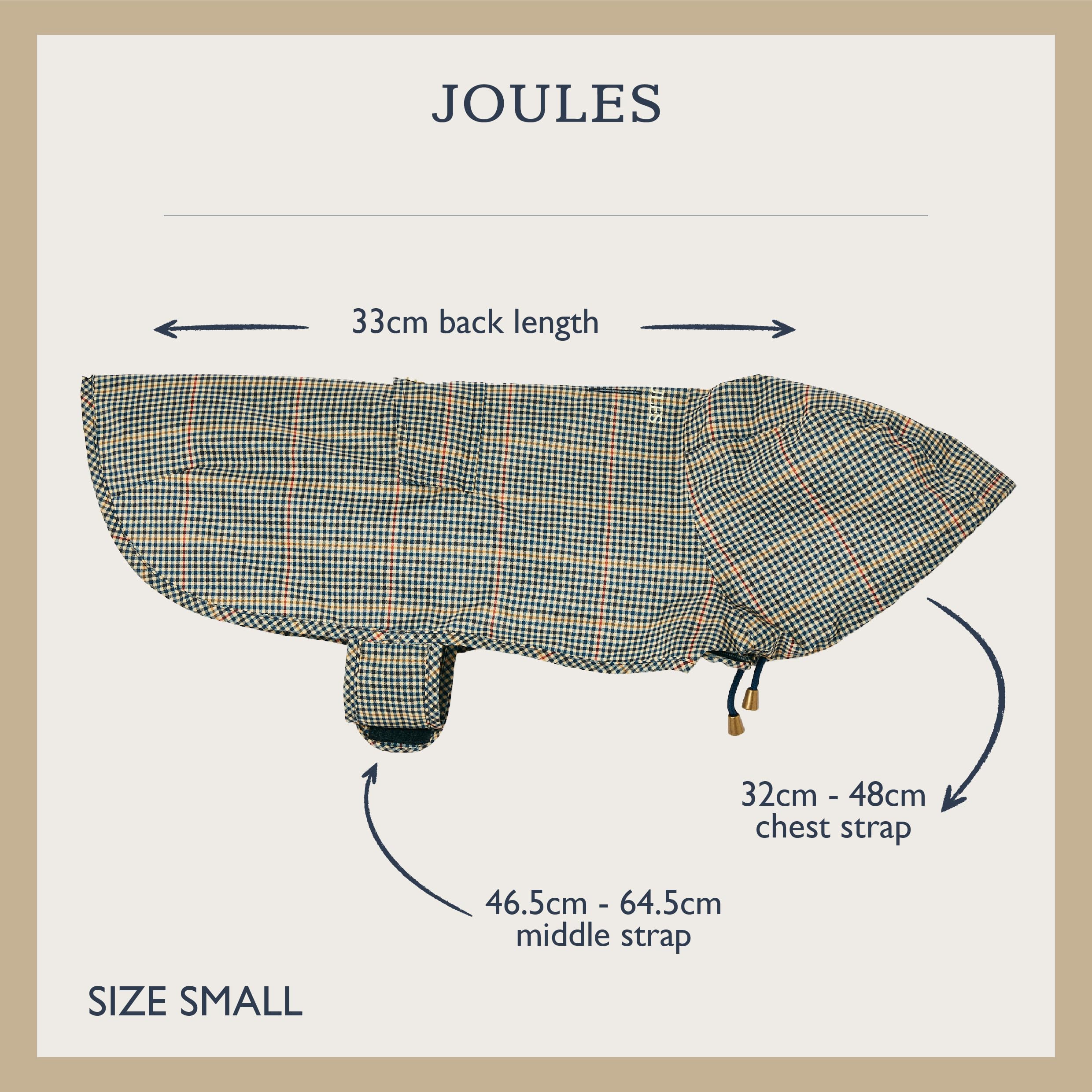 Rosewood x Joules Henson Check Packaway Dog Jacket - Small | Water-Resistant | Lightweight 5