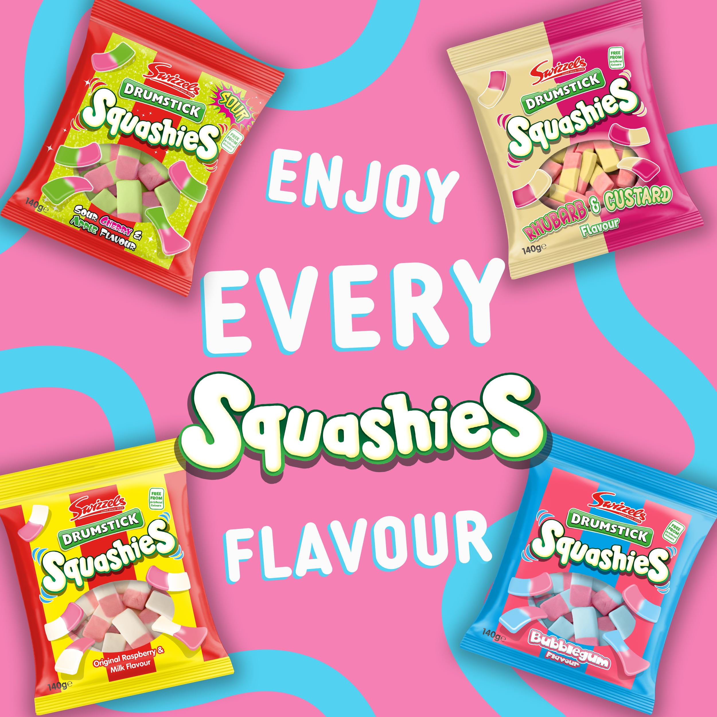Swizzels Squashies Süßigkeiten – Kaubonbon mit Kaugummigeschmack – 140 g 7
