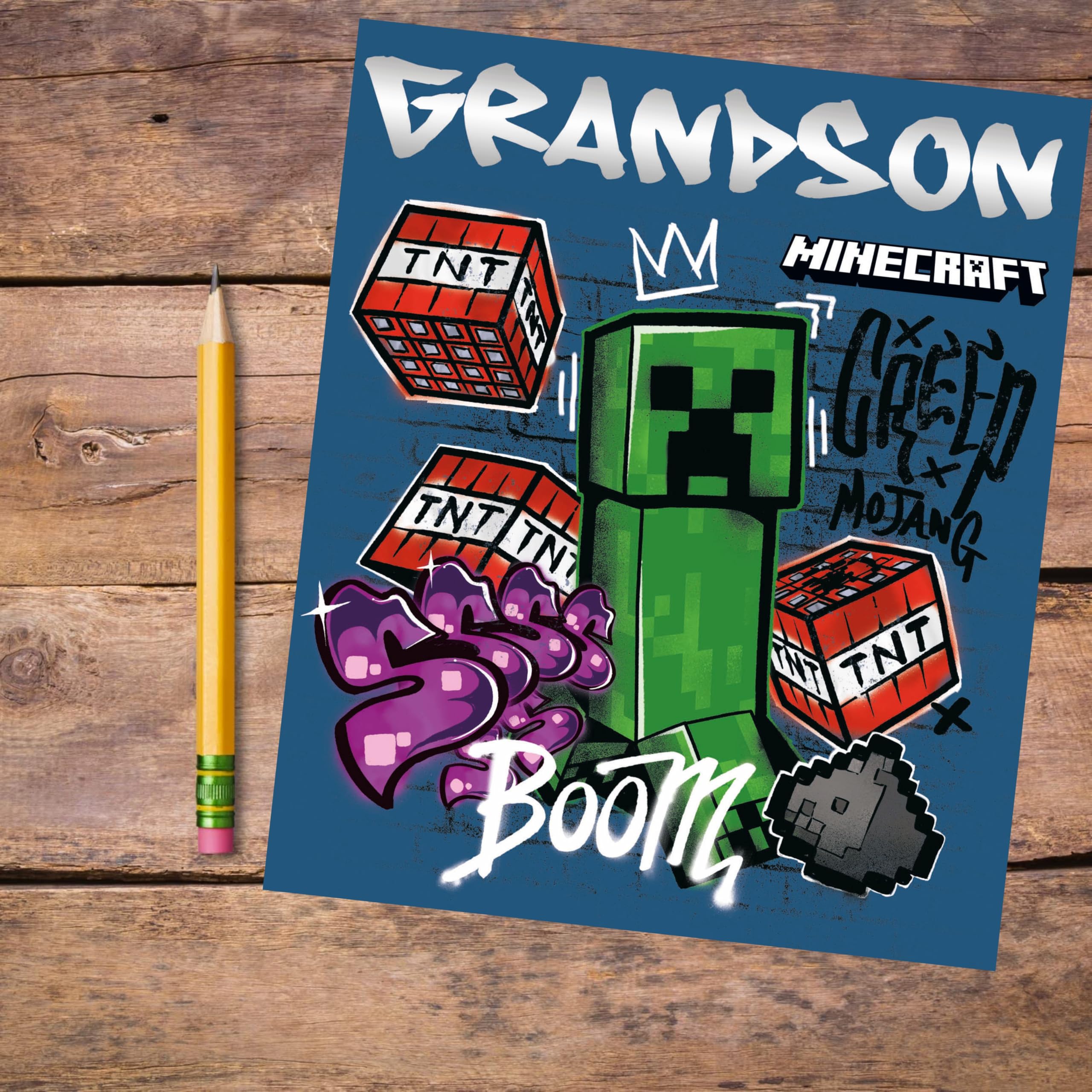 Danilo Promotions LTD Minecraft Birthday Card for Grandson | Model MN069