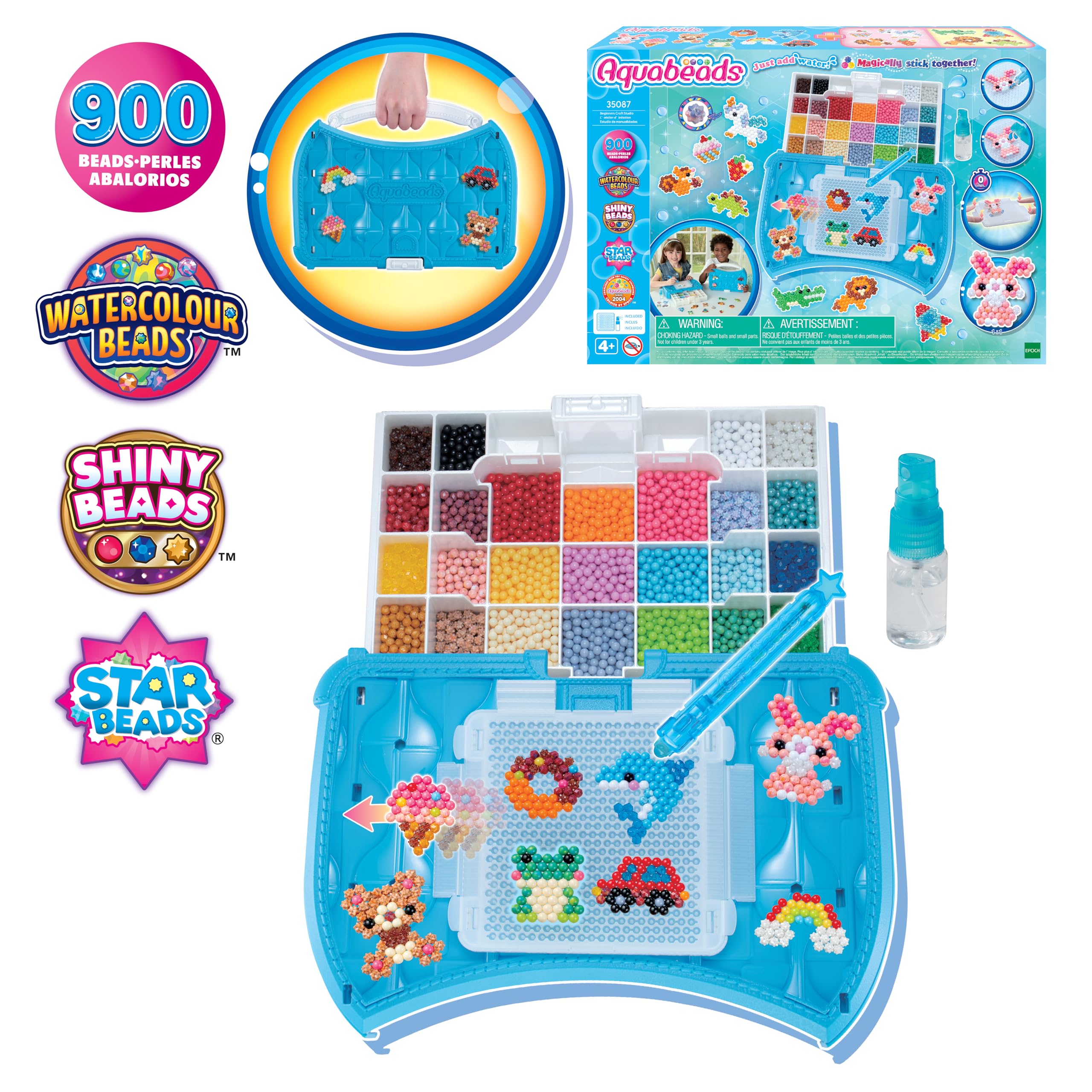 Aquabeads Beginner's Craft Studio 35087 - 900 Beads 25 Colors with Carry Case & Templates 7