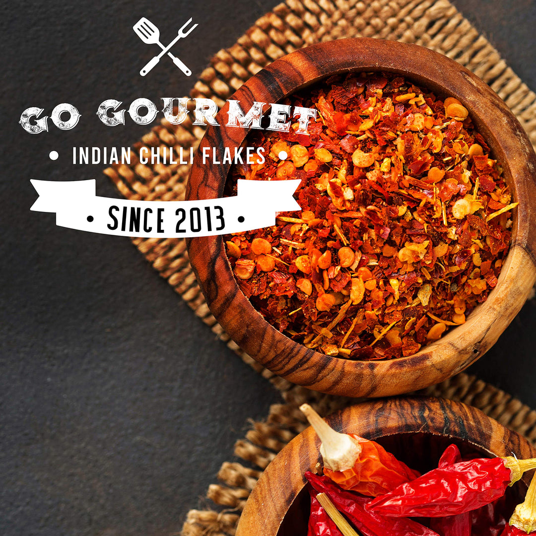 Go Gourmet Indian Chilli Flakes - Dried Crushed Chillies from India
