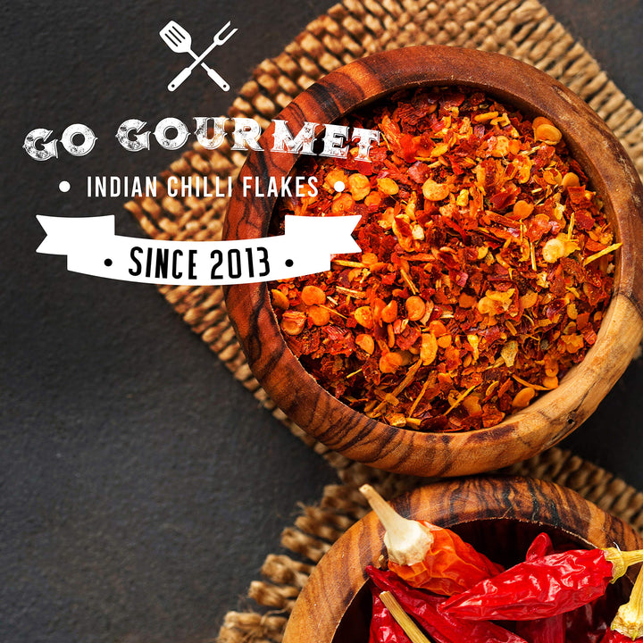 Go Gourmet Indian Chilli Flakes - Dried Crushed Chillies from India