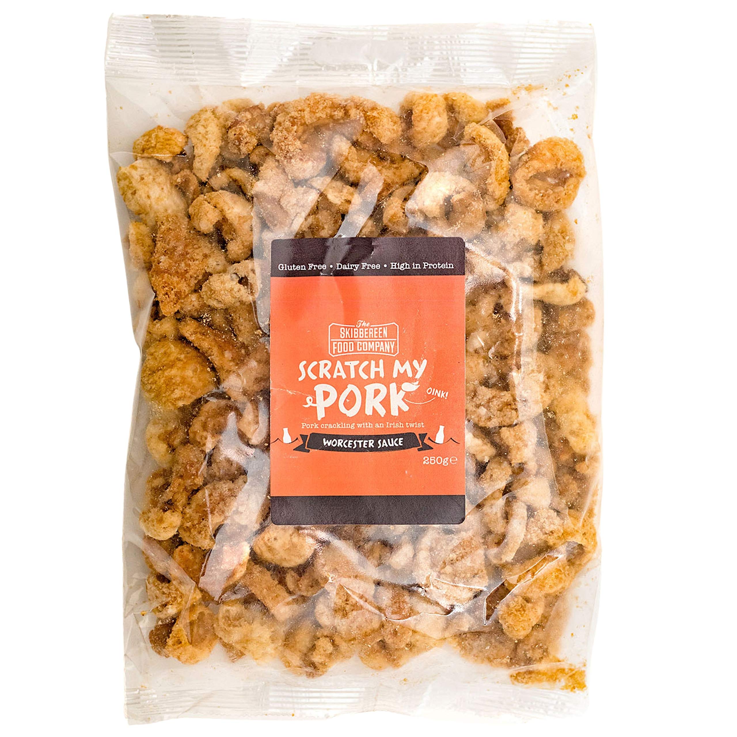 The Skibbereen Food Company Worcester Sauce Pork Crackling - Gluten Free, Keto Friendly, 250g Bulk Bag 1