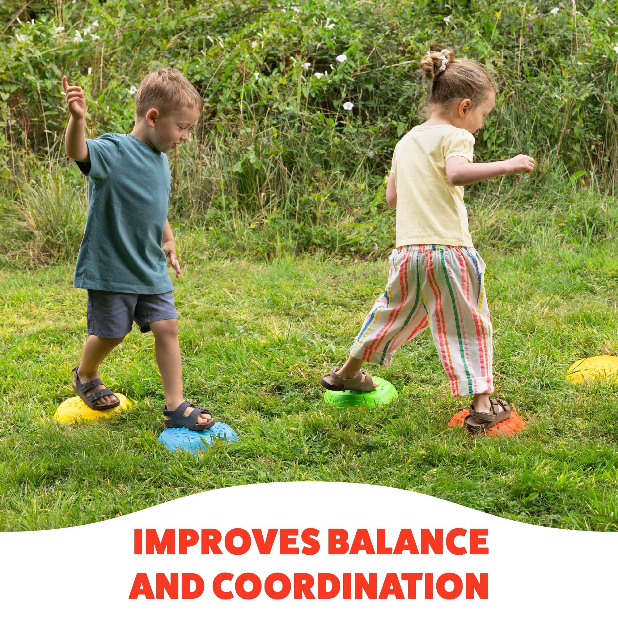 Toyrific Stepping Stones Balance Game - 8 Colourful Non-Slip Sensory Stones for Kids 3+ 8