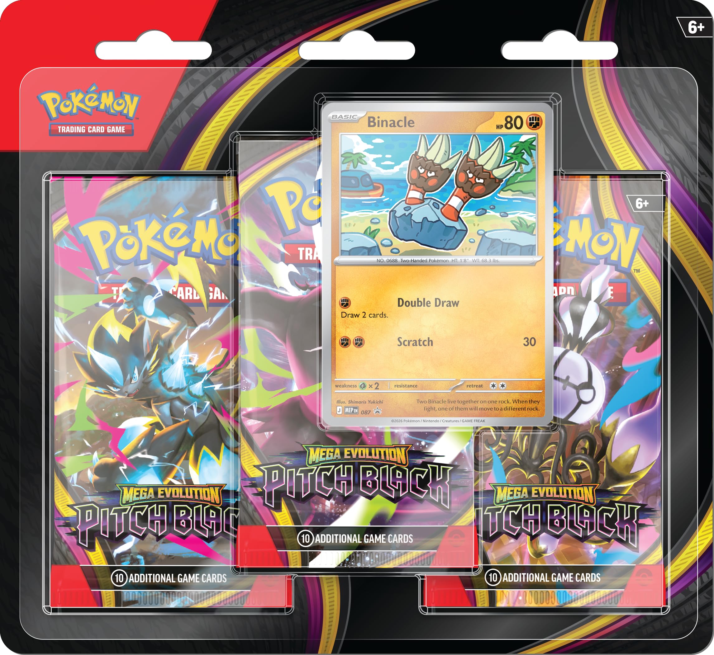 Pokémon TCG: Mega Evolution—Pitch Black Triple Pack - 1 Foil Promo Card, 3 Booster Packs, Ages 6+