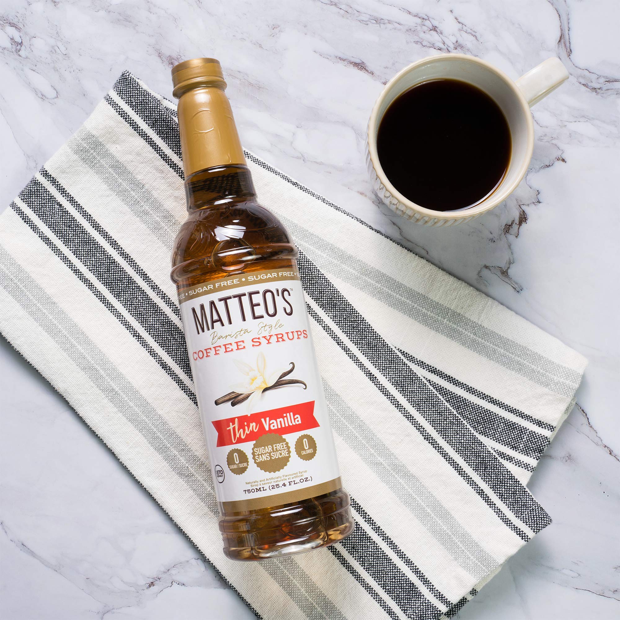 Matteo's Sugar Free Vanilla Coffee Flavoring Syrup | 0 Calorie, Keto Friendly | 750 ml 7